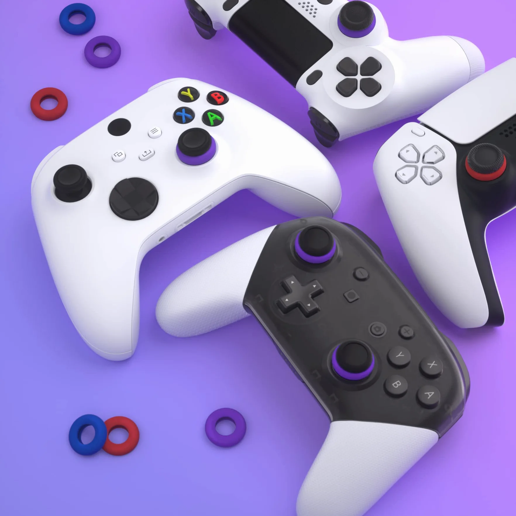 PlayVital 3 par Precision Rings do ps5/ps4 BuffeRings Silikonowe Pierścienie Assist Amortyzatory Thumbsticka do Xbox Series/One X S,do Xbox 360,do Switch Pro,do Steam Deck