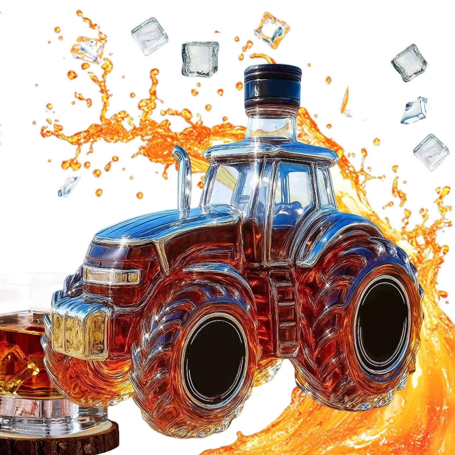 Butelki na alkohol | 300 ml dozownik alkoholu w kształcie traktora - dozownik do butelek wódki whisky, do napojów brandy burbon, rodzinne spotkanie, przyjęcie, Boże Narodzenie, wesela