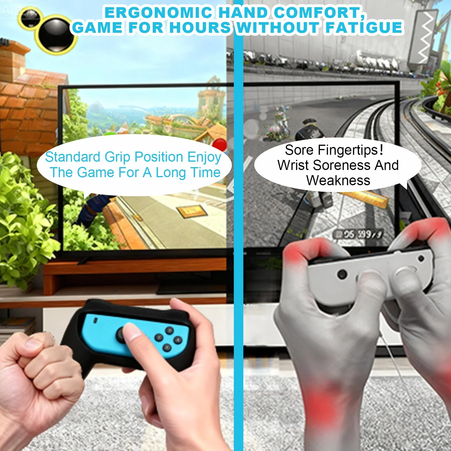 Zorplex 4 Sztuki Uchwyt Kompatybilny z Nintendo Switch, Joy Con Kontrolera Gier Accessories, Uchwytów do Switch OLED Model , ABS Ergonomiczna Konstrukcja