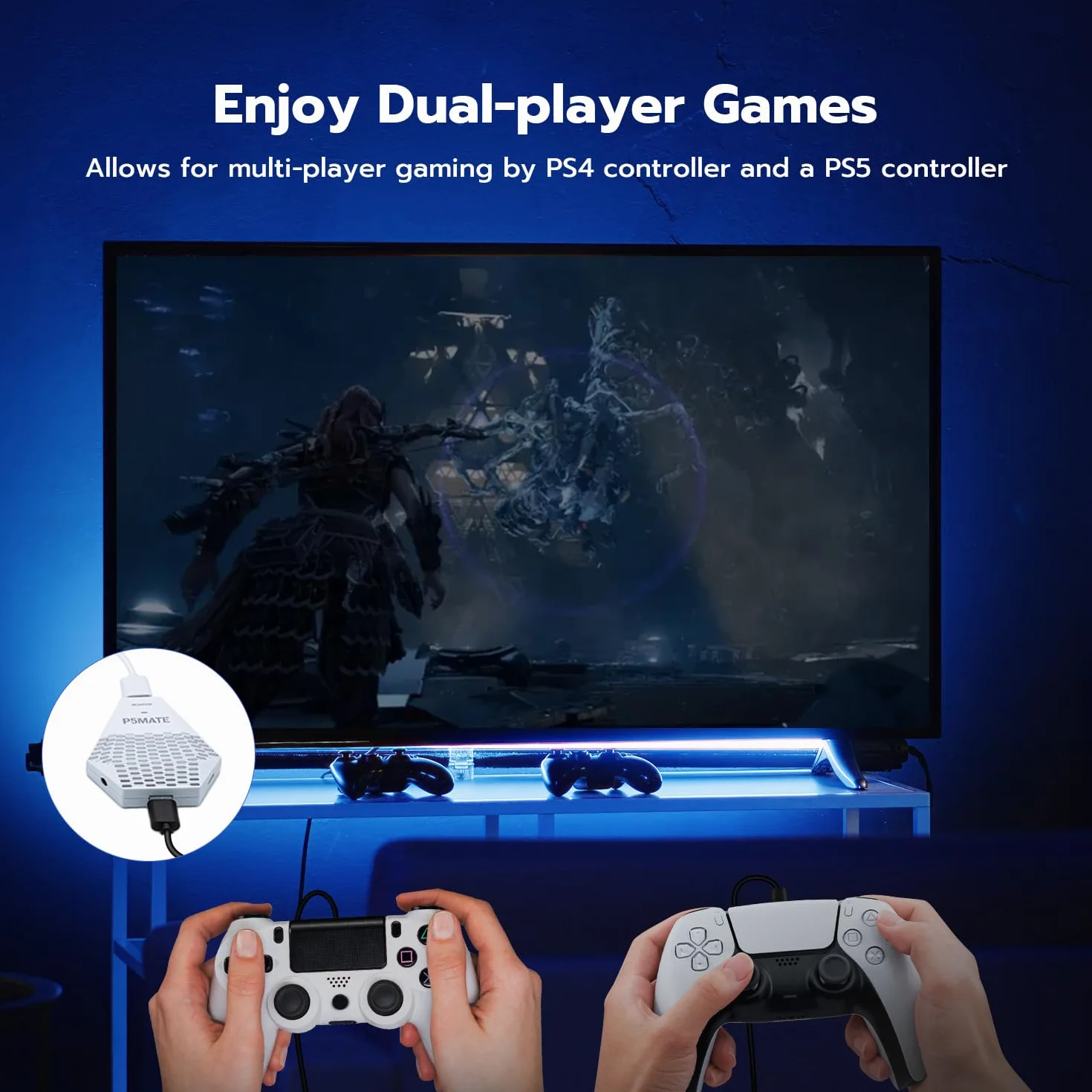 Besavior P5 Mate adapter USB do PS5/PS5 Slim, konwerter gier, niskie opóźnienia, obsługuje wiele kontrolerów