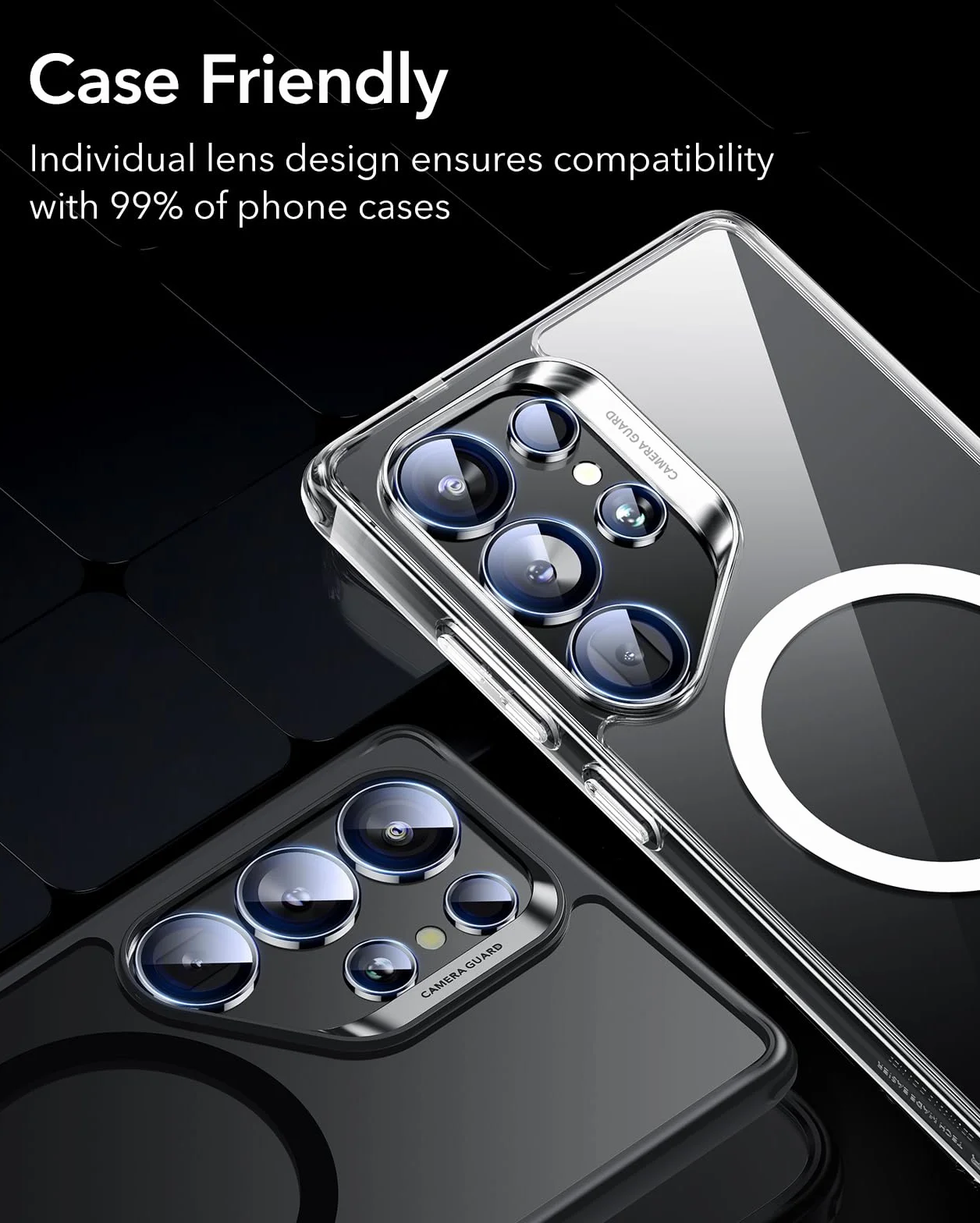 ESR Osłona obiektywu aparatu Samsung Galaxy S25 Ultra, pojedyncze osłony obiektywu, odporne na zarysowania, ultracienkie szkło hartowane z aluminiową krawędzią, etui do Galaxy S25 Ultra, 1 zestaw
