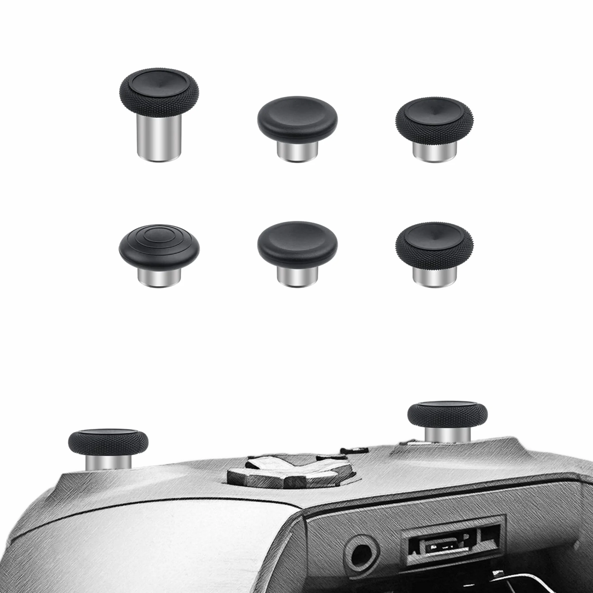 Mcbazel Metalowe pałeczki zastępcze do Elite Series 2, 6 w 1, zestaw metalowych niestandardowych przycisków, pasuje do kontrolera Xbox One Elite Series 2 - czarny