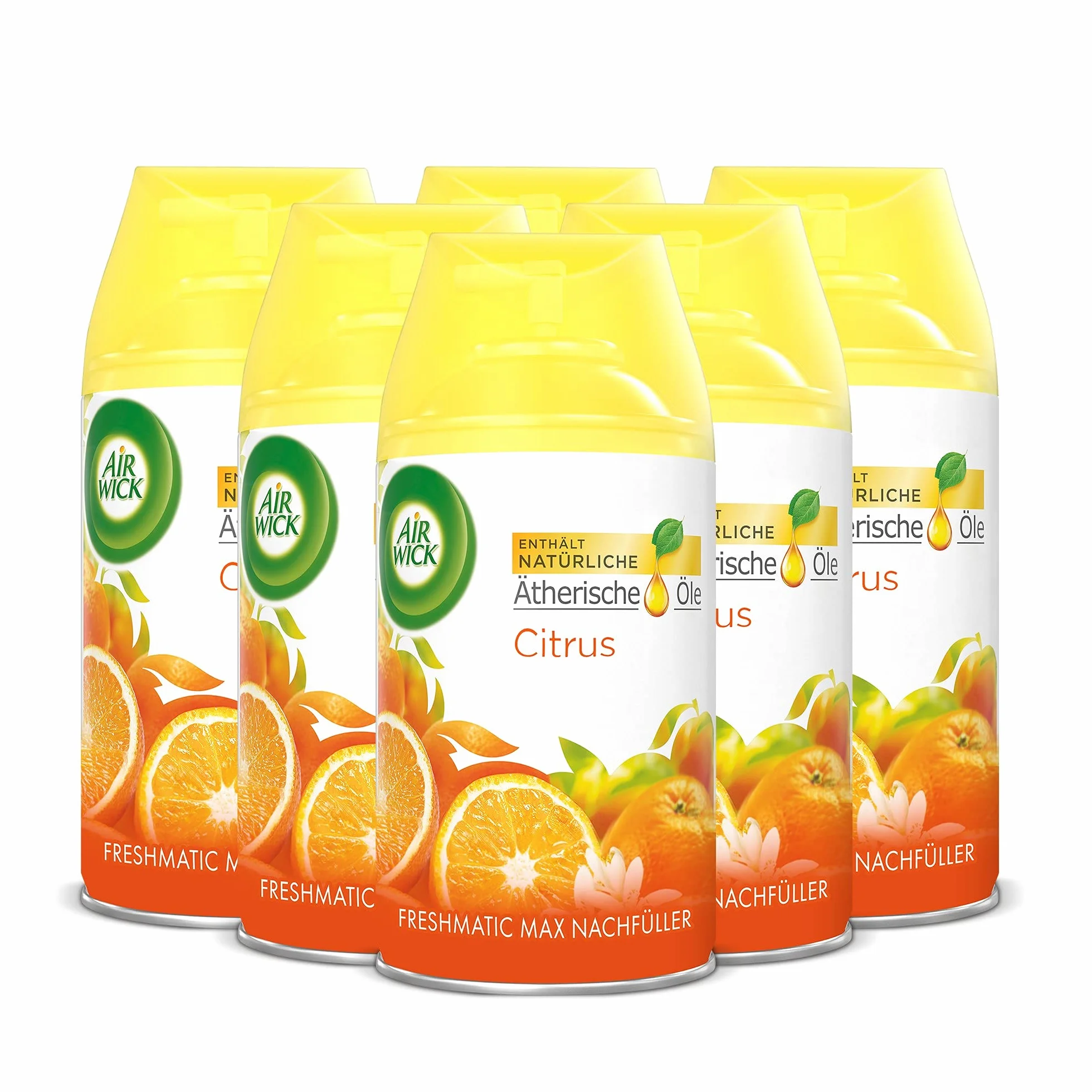 Air Wick Freshmatic Max spray do pomieszczeń – wkład uzupełniający do Air Wick Freshmatic Max – zapach: Citrus – 6 x 250 ml wkład uzupełniający zapach do pomieszczeń i odświeżacz powietrza