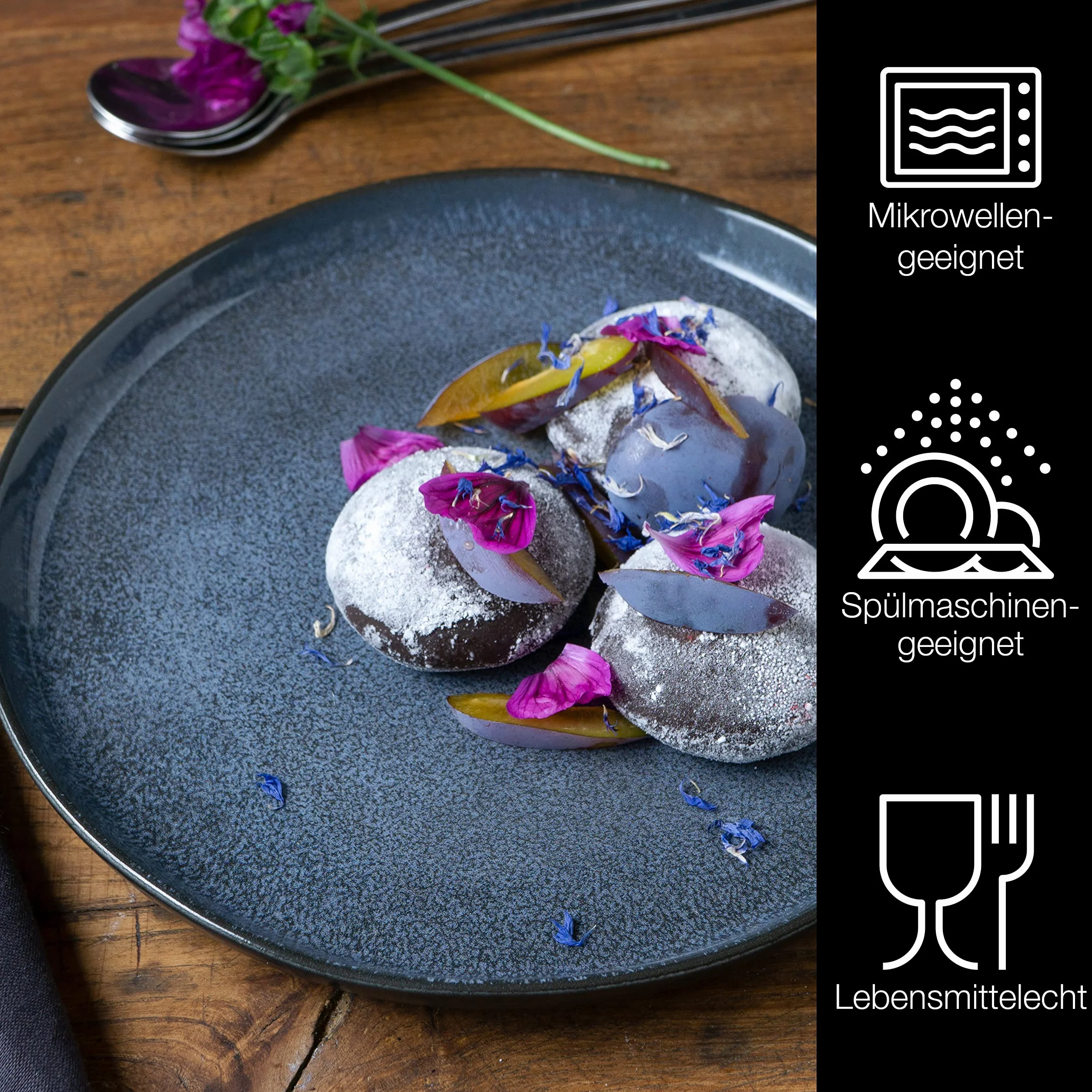 Moritz & Moritz 6-częściowy zestaw talerzy deserowych w kolorze niebieskim - talerze na ciasto dla 6 osób, porcelana nadaje się do mycia w zmywarce i używania w kuchence mikrofalowej