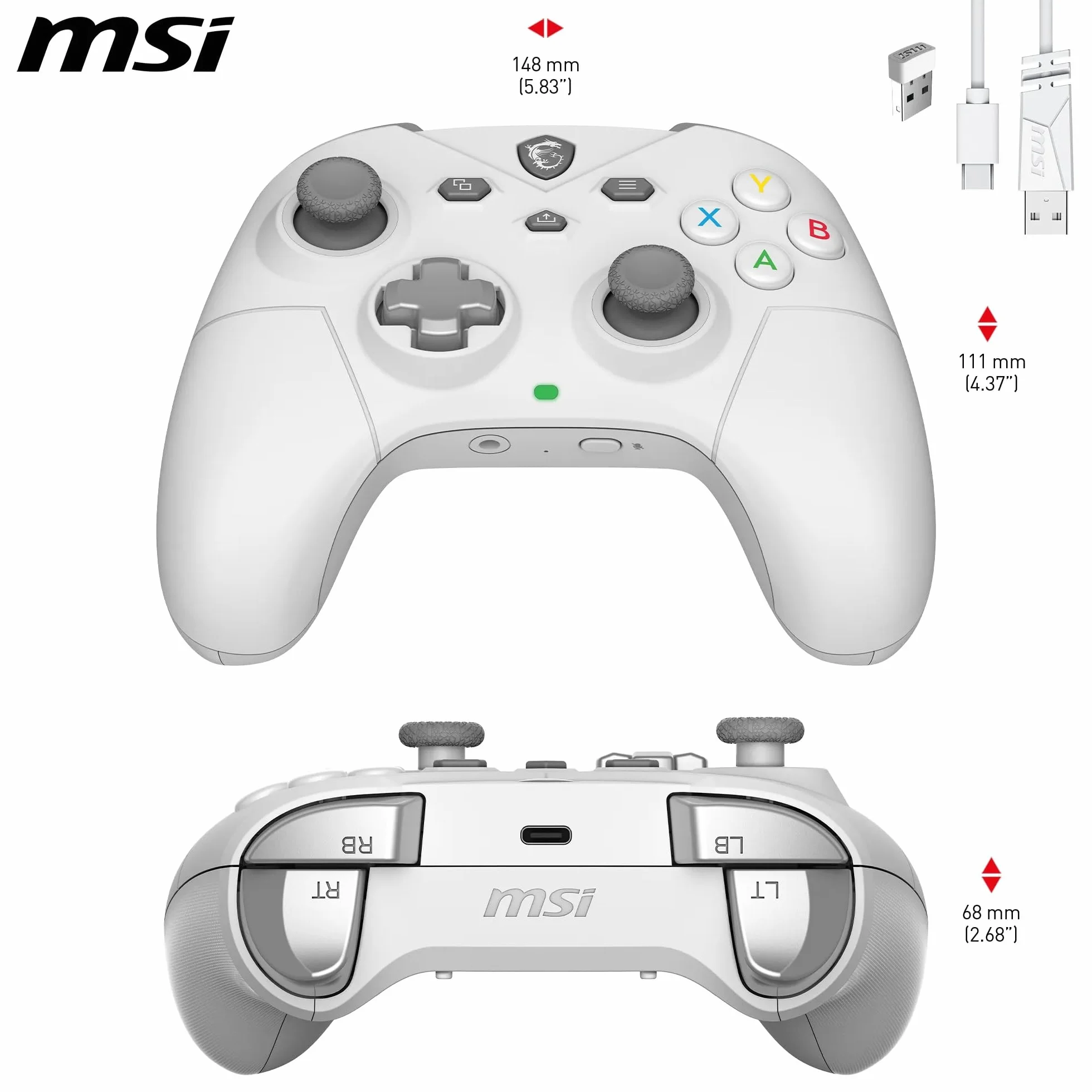 MSI FORCE GC300 WIRELESS WHITE Bianco USB 2.0 Gamepad Analogico PC