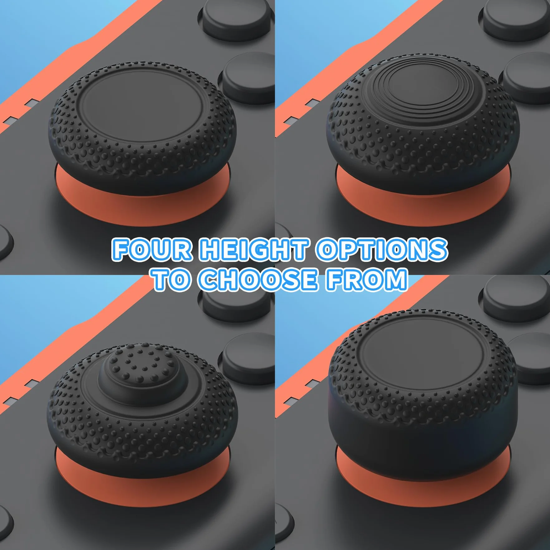 PlayVital Nakładki Drążki Analogowe do Switch 2 Akcesoria do Joysticka,Osłony Drążków Analogowych do Switch 2 Joycon Zestaw Thumb Gripów - Czarny, 8 w 1 Pro
