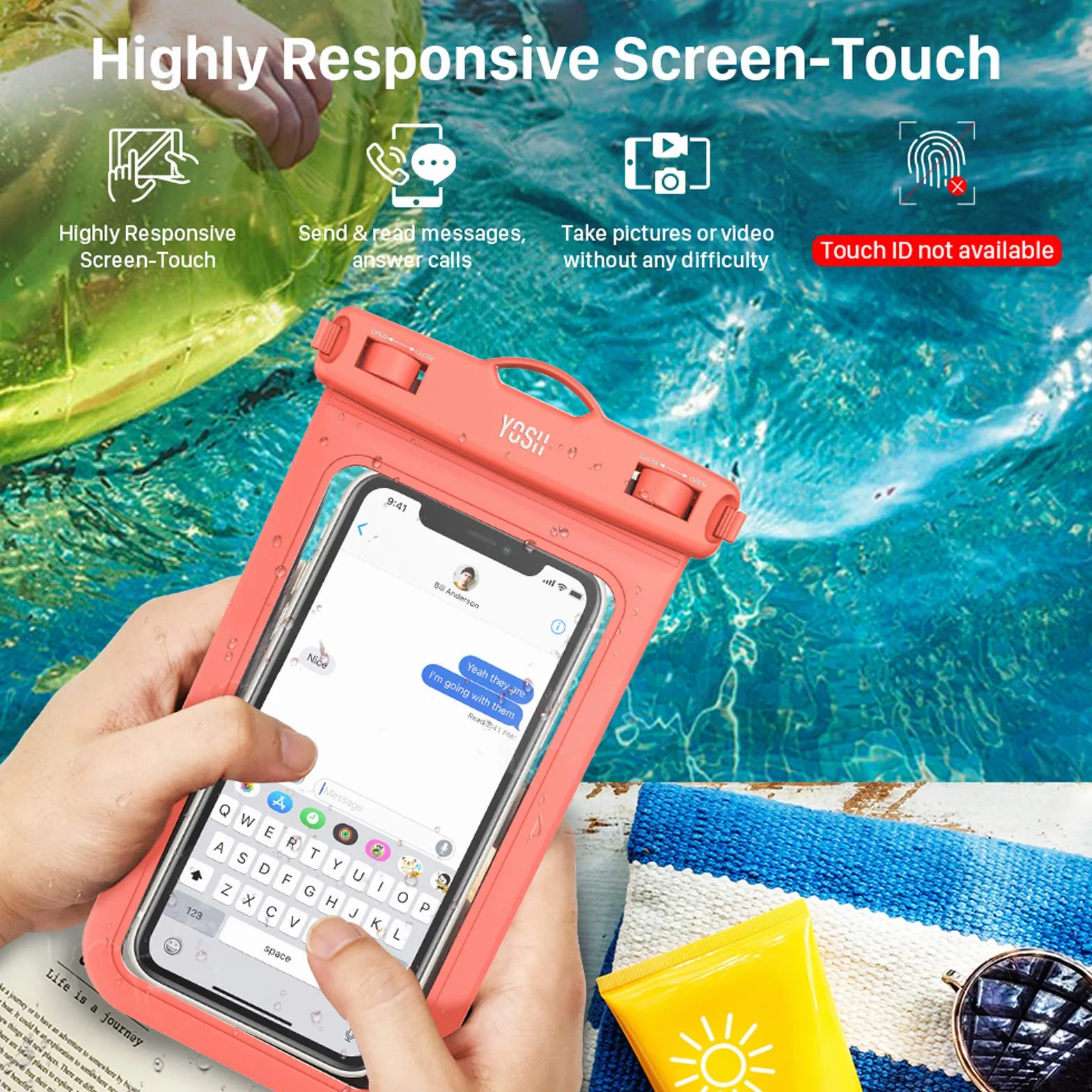 YOSH wodoodporne etui na smartfona IPX8, wodoodporne etui na telefon, wodoodporne etui na smartfona do iPhone 13 12 11 XS XR Samsung S21 S10 itp. do 6,8"