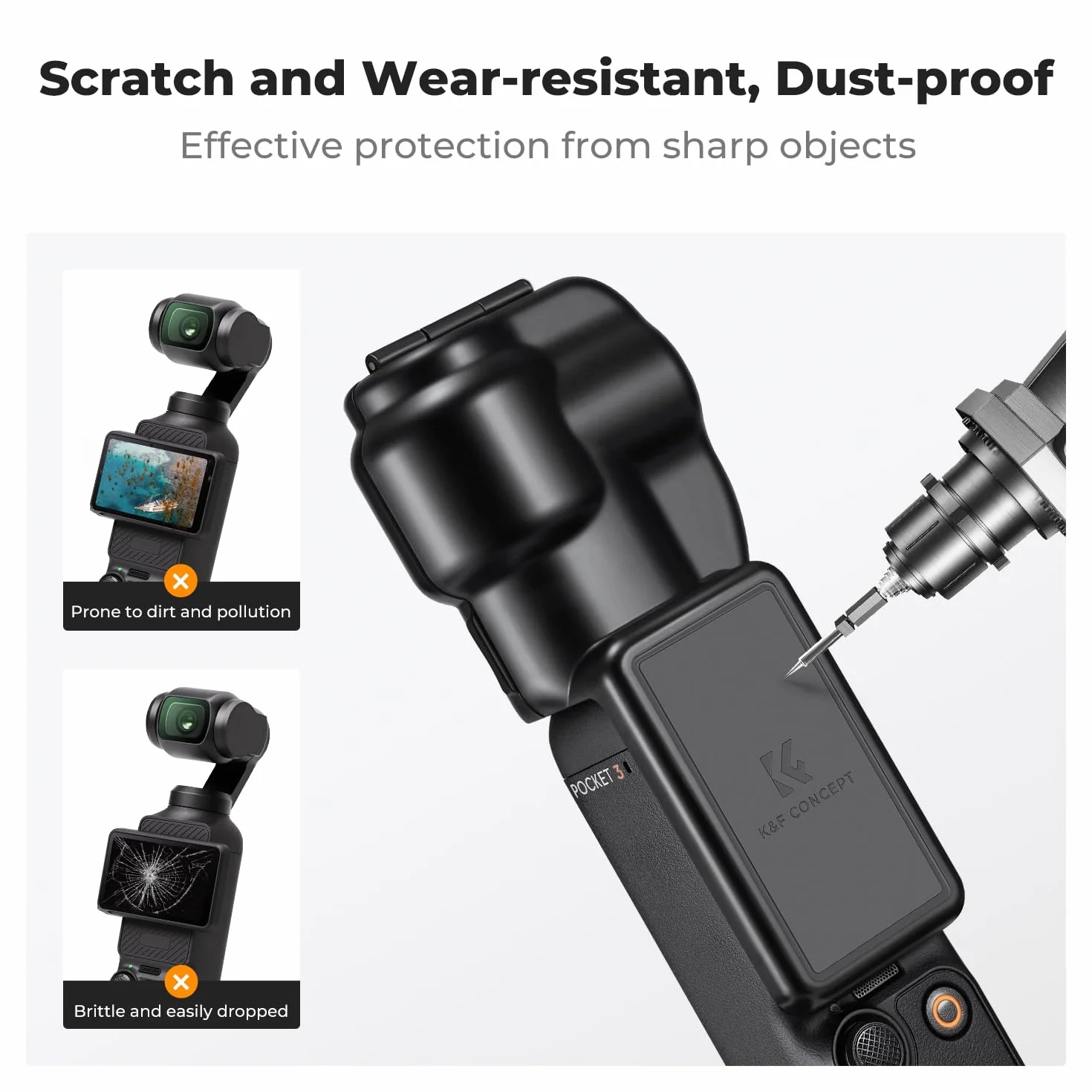 K&F CONCEPT Pocket 3 Etui Pokrowiec Ochronny Kompatybilny z DJI Osmo Pocket 3, Plastikowy Ochraniacz Gimbala Ochraniacz Obiektywu Ochraniacz Ekranu Etui Ochronne Akcesoria