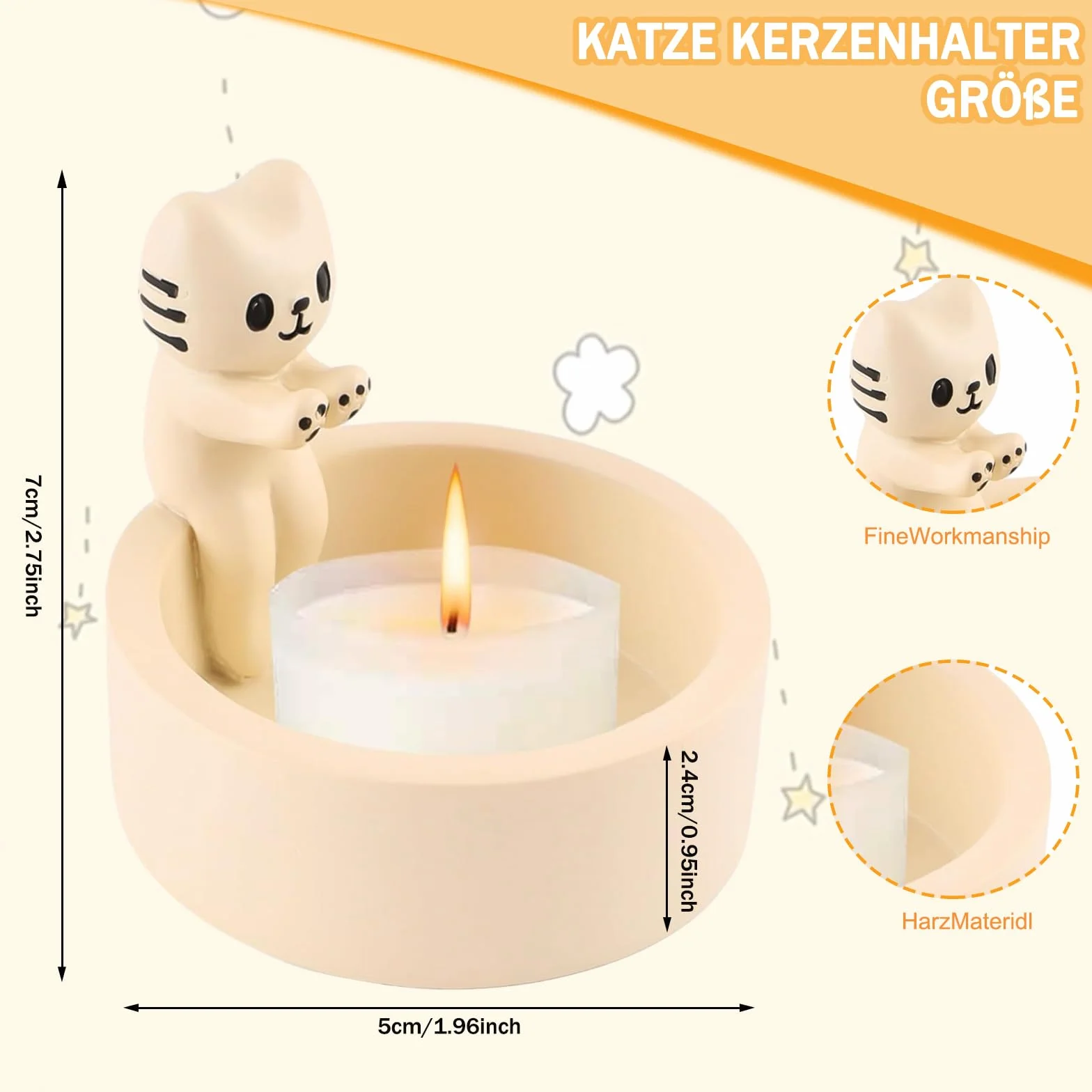 Świecznik z motywem kotów, kreskówek, koty, kreskówka, kot świecznik na podgrzewacze, ręcznie wykonany, urocza dekoracja domu, prezent