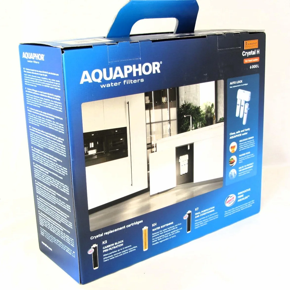 AQUAPHOR System filtrowania wody Crystal H z filtrem K3, K7, KH do twardej wody.