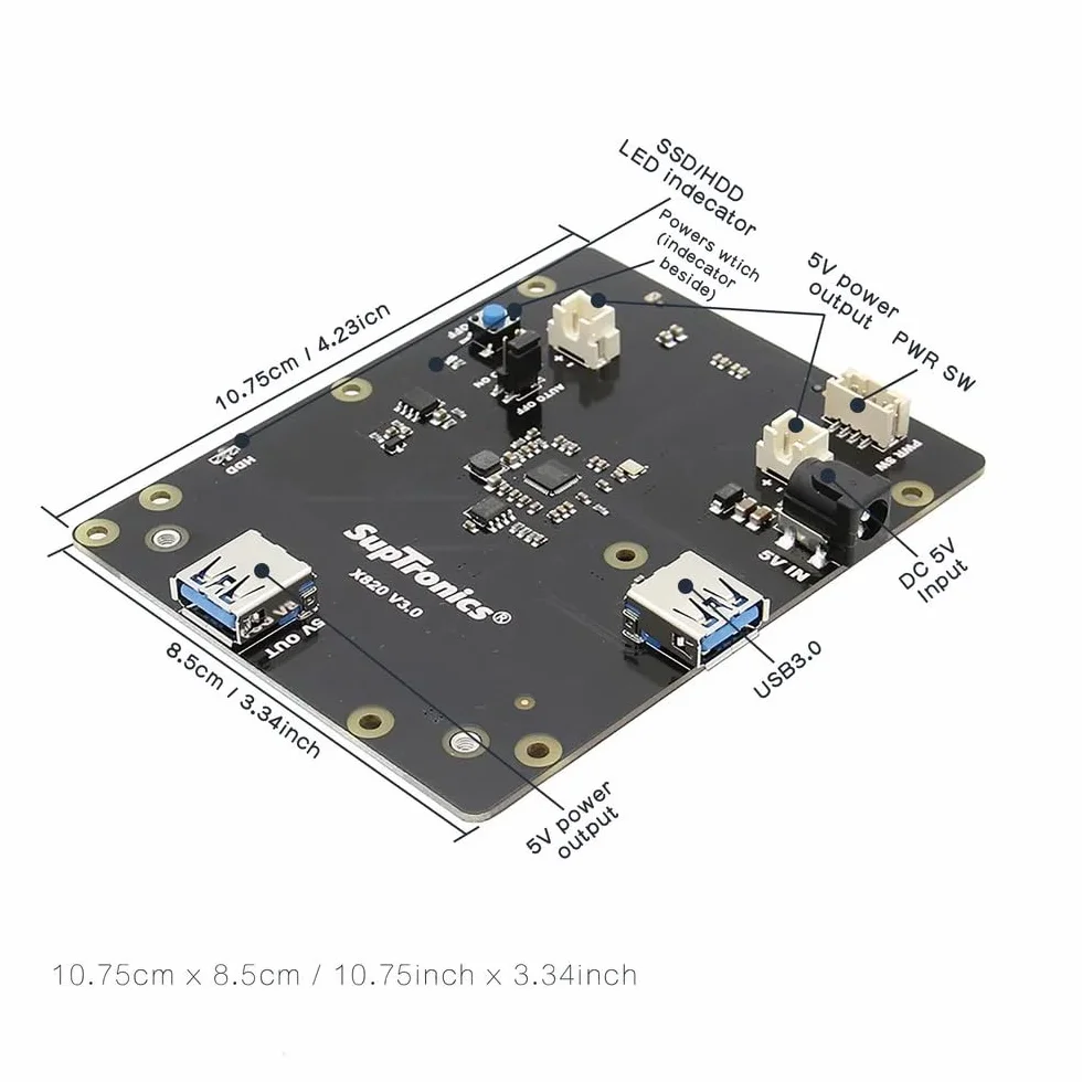 DollaTek Rasberry Pi 3 B+/3B SATA HDD/SSD p?yta rozszerzeń pami?ci masowej, mobilny modu? dysku twardego X820 V3.0 USB 3.0 kompatybilny z 2,5-calowym SATA HDD/SSD/Rasberry Pi 3 Model B+ (B Plus)/3