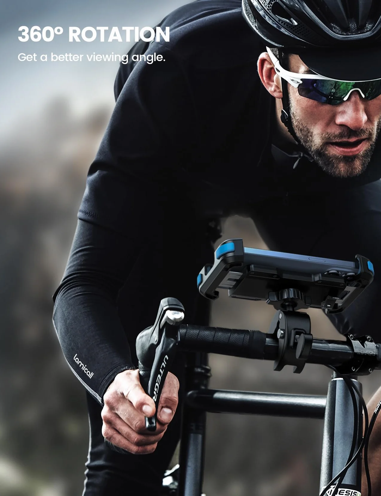 Lamicall Motocyklowy uchwyt na telefon - Montaż na telefon dla motocykli,Rowerowy uchwyt na telefon z szybkim uchwytem dla iPhone 16 15 14 13 12 Pro Max Plus Mini Xs XR X, 4,7-6,8 cala - Niebieski