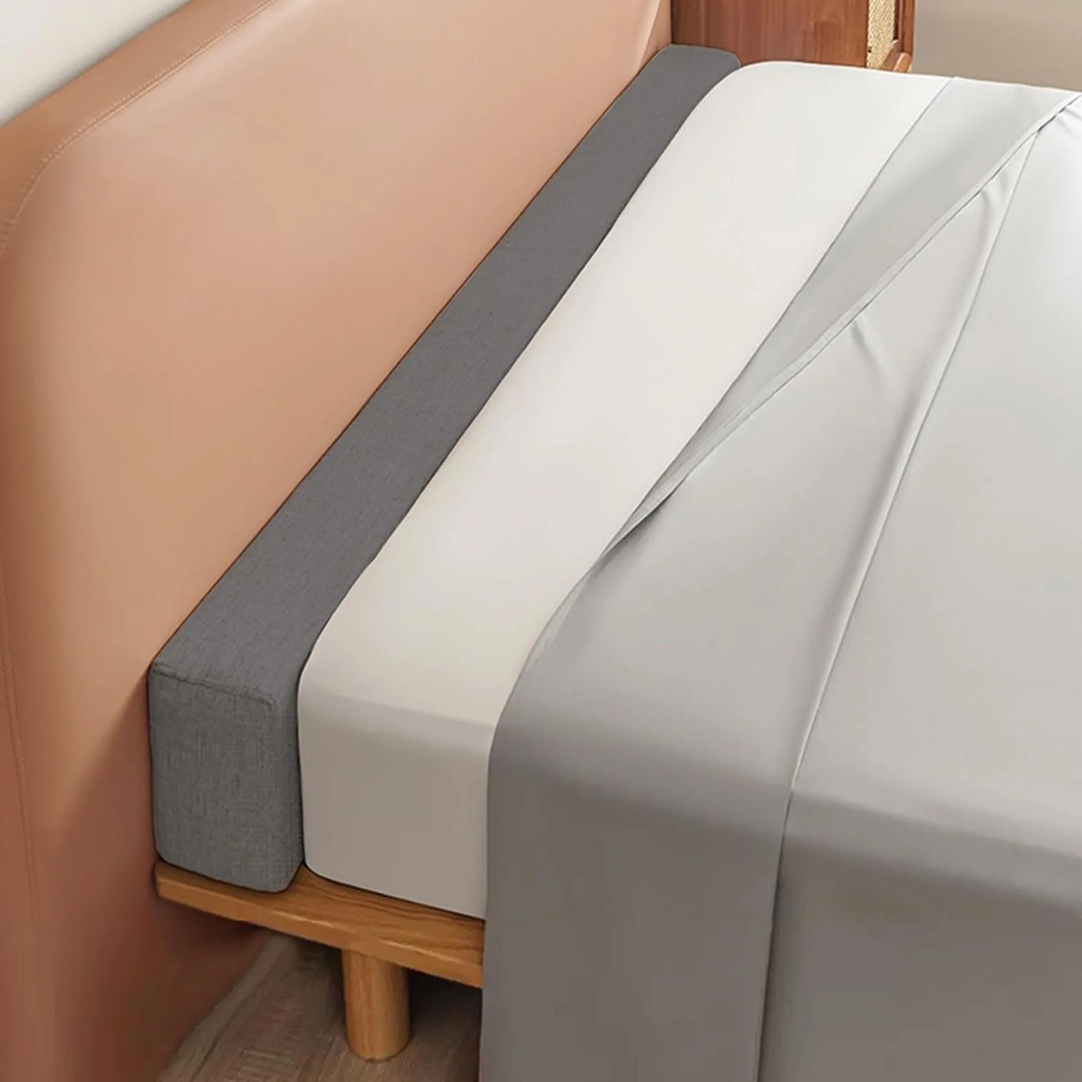 Wypełnienie szczeliny na łóżko, z bawełny i lnu, przedłużacz do łóżka pełnego, podwójnego, queen-size, king size, gruby wypełniacz szczeliny zagłówka, gąbka 50D, zdejmowana poszewka (120 x 20 x 20 cm