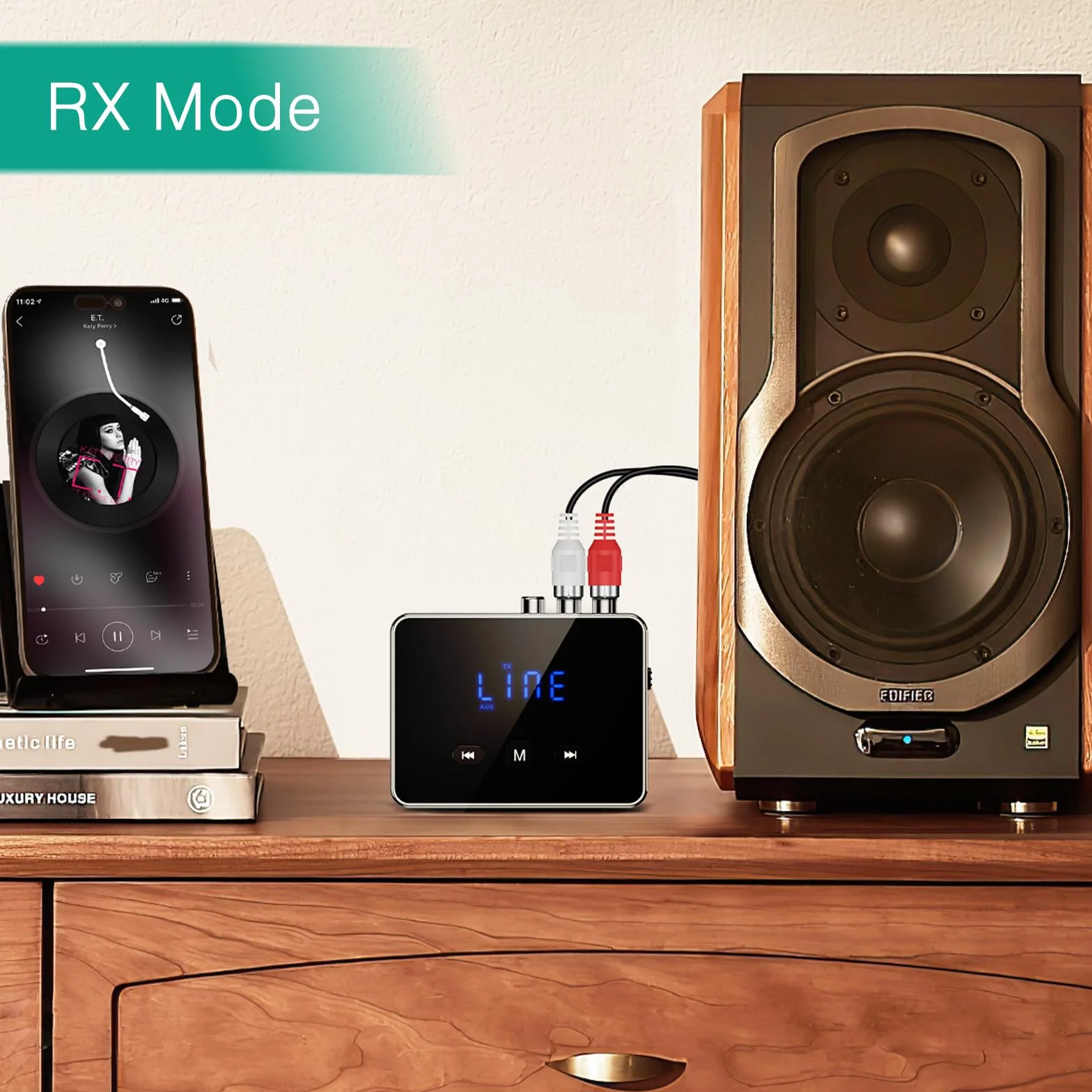 ORIA Adapter audio Bluetooth 2 w 1, transmiter Bluetooth 5.4, odbiornik z Aux/RCA/COA/optyczny, niewielkie opóźnienia, do telewizora, komputera stacjonarnego, głośnika