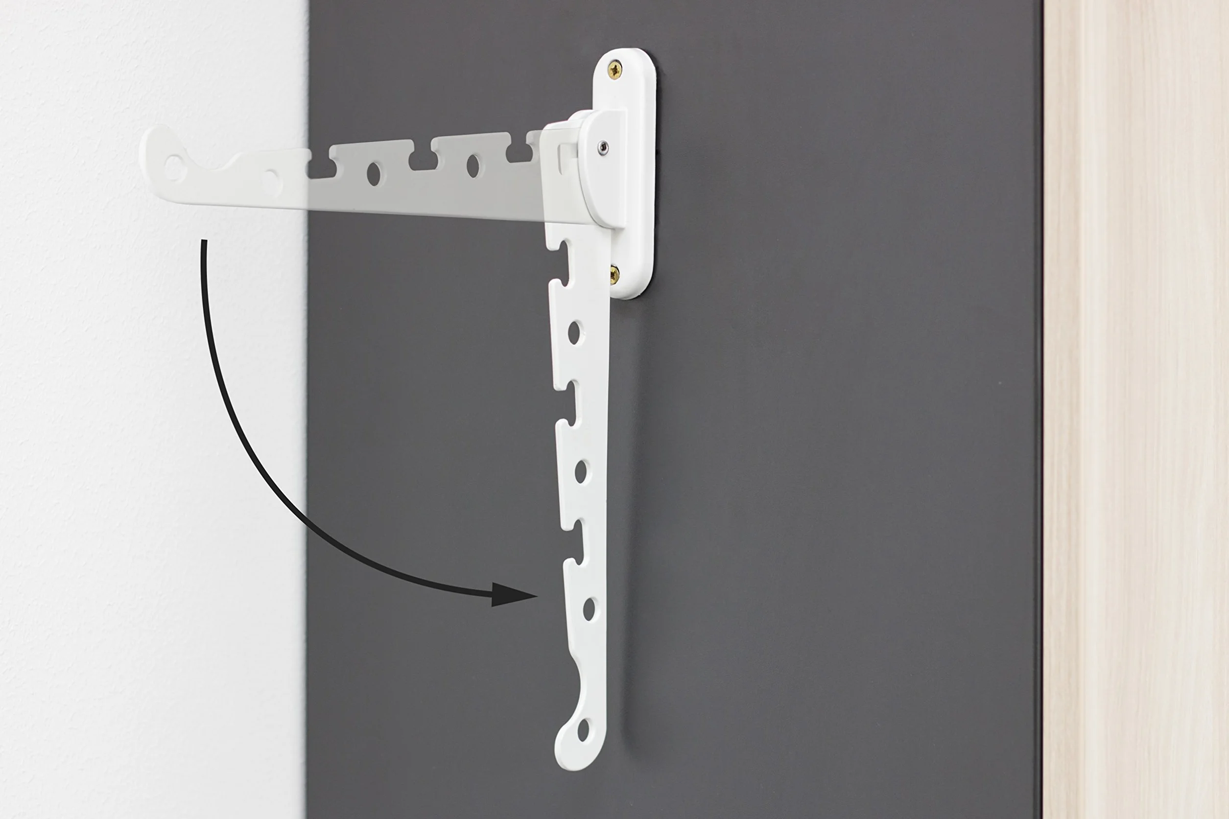 Metafranc Wachlarz do ubrań biały - 290 x 30 mm - nośność 20 kg - wytrzymały materiał - oszczędność miejsca funkcja składania/wieszak na ubrania/hak ścienny/składany hak/urządzenie do