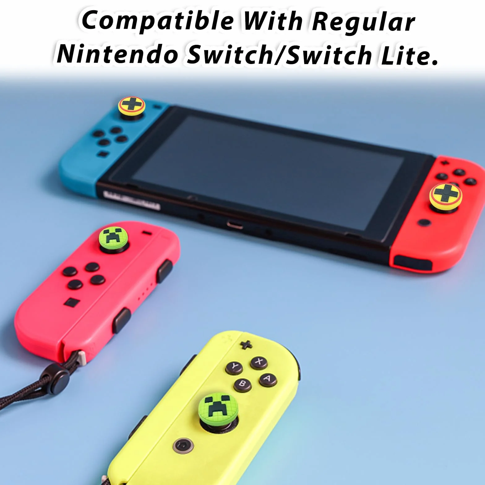 4 sztuki joysticka nakładki kompatybilne, silikonowe, analogowe, do joysticka, kompatybilne z Nintendo Switch/OLED/Lite Grip (zielone i żółte)