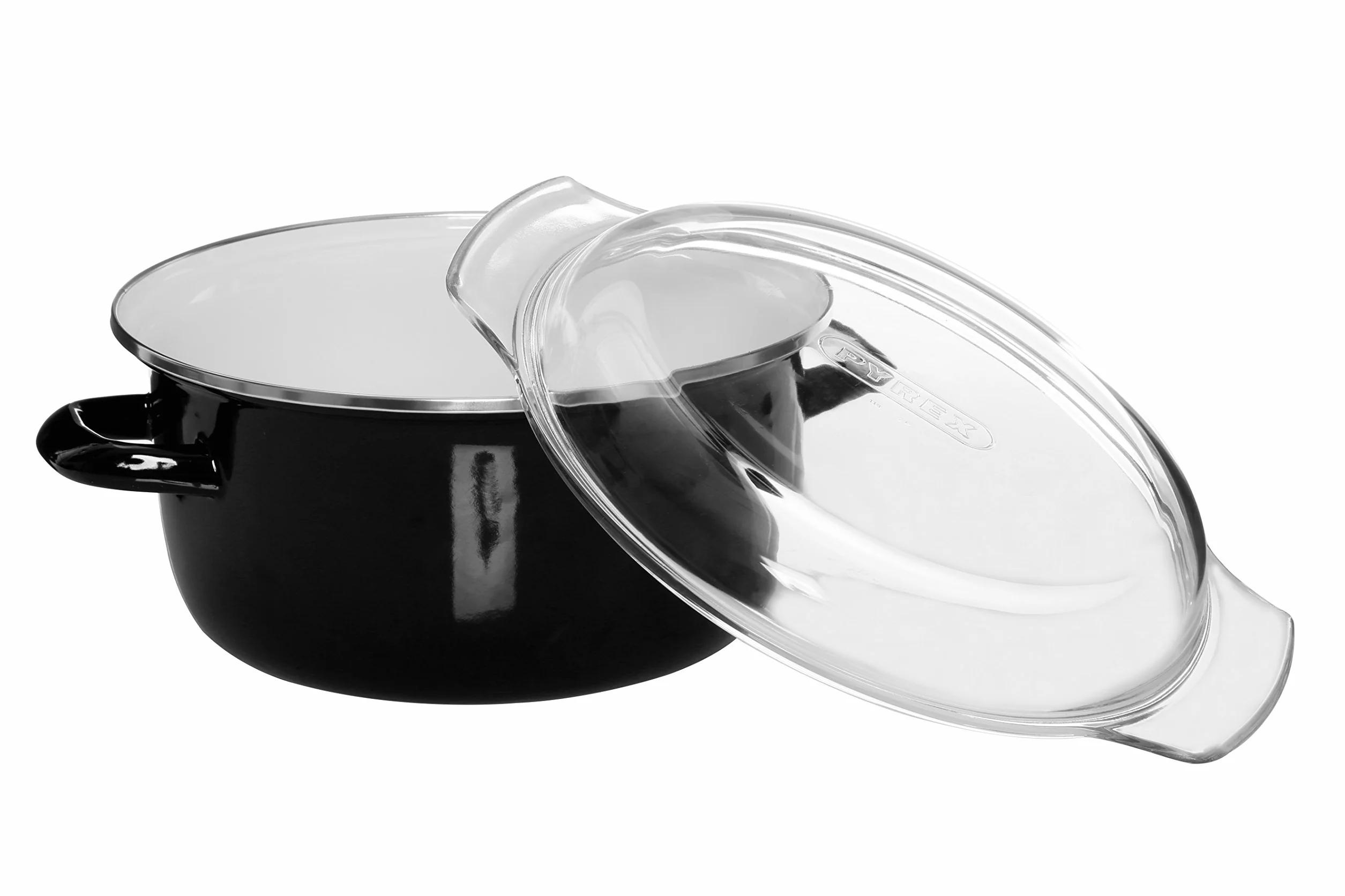 Premier Housewares 102102 5 l frytkownica emaliowana patelnia do frytkownicy szklana pokrywa głęboka patelnia czarna kosz mały