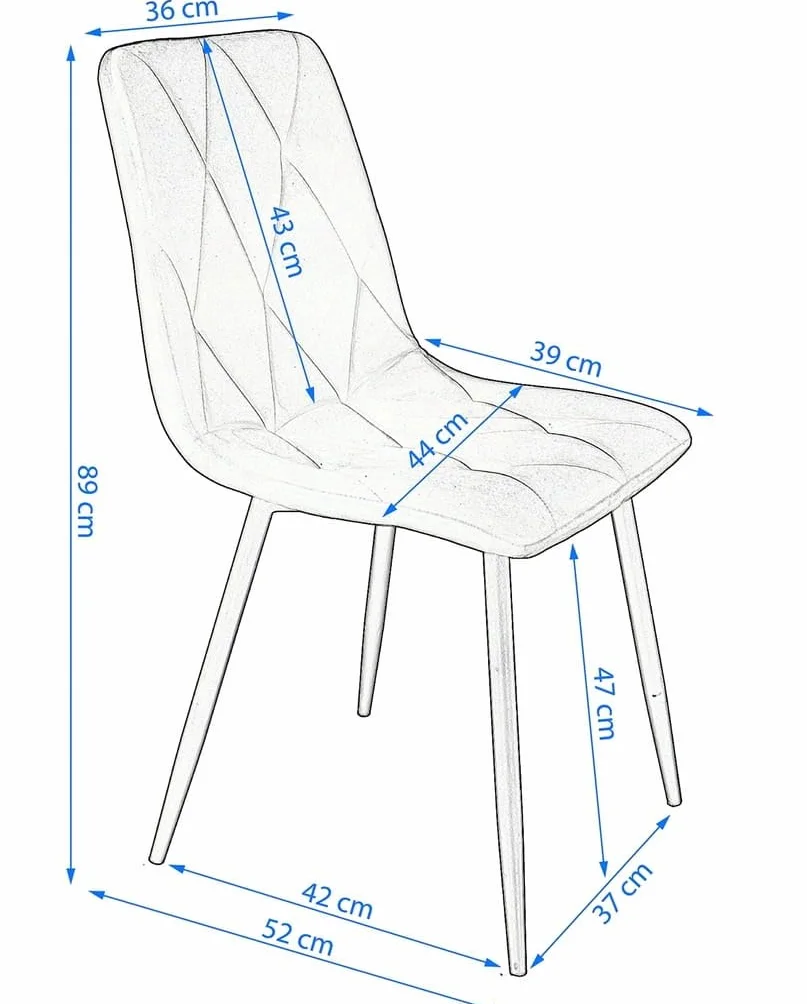 Krzesło do jadalni welurowe metalowe nogi 44×89×52 cm Marine