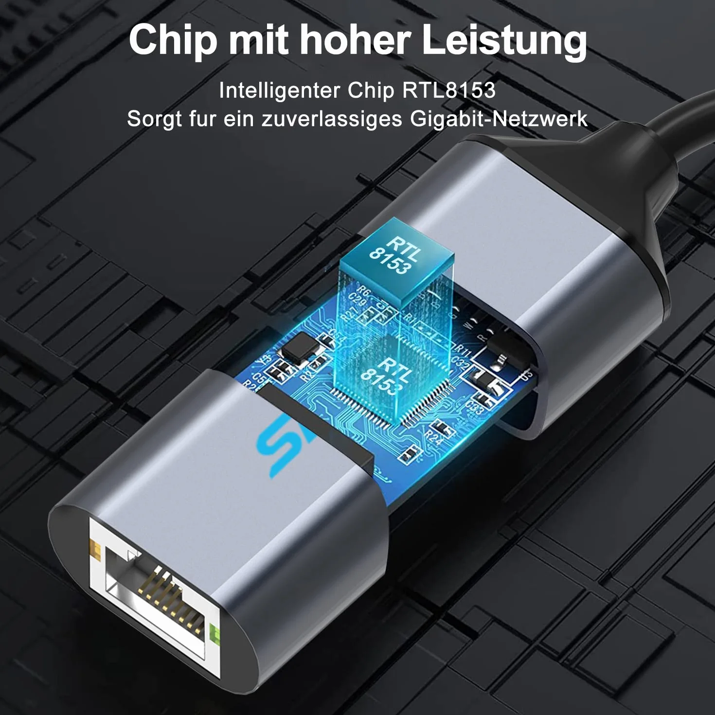 SGEYR Adapter USB C LAN Ethernet do MacBook Pro, XPS, HP, iPad Pro, Mac OS - Szary