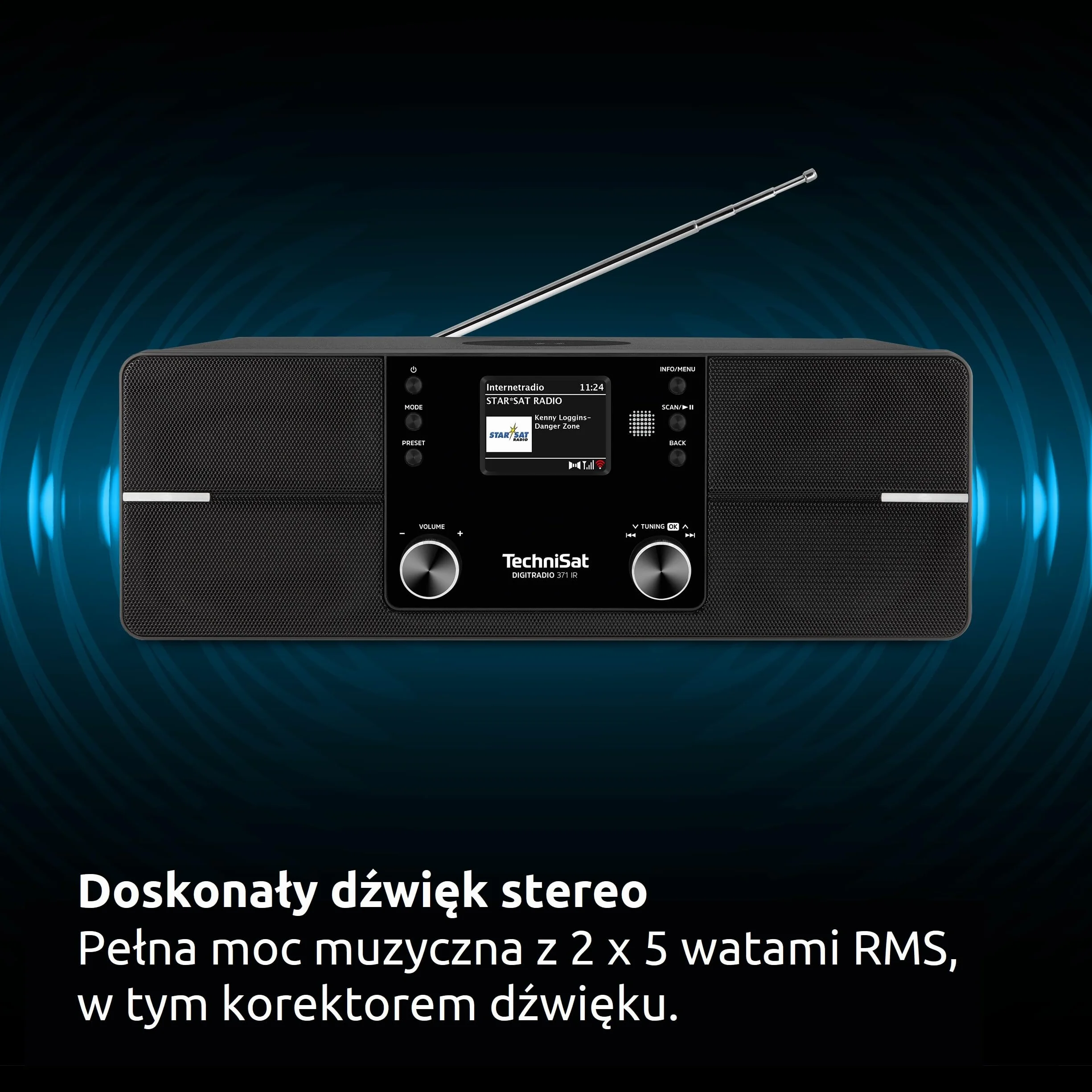 TechniSat DIGITRADIO 371 IR - Internetowe radio z bezprzewodowym ładowaniem (DAB+, FM, WLAN, Bluetooth, kolorowy wyświetlacz, USB, AUX, gniazdo słuchawkowe, budzik, 10 W, aplikacja, telewizor)