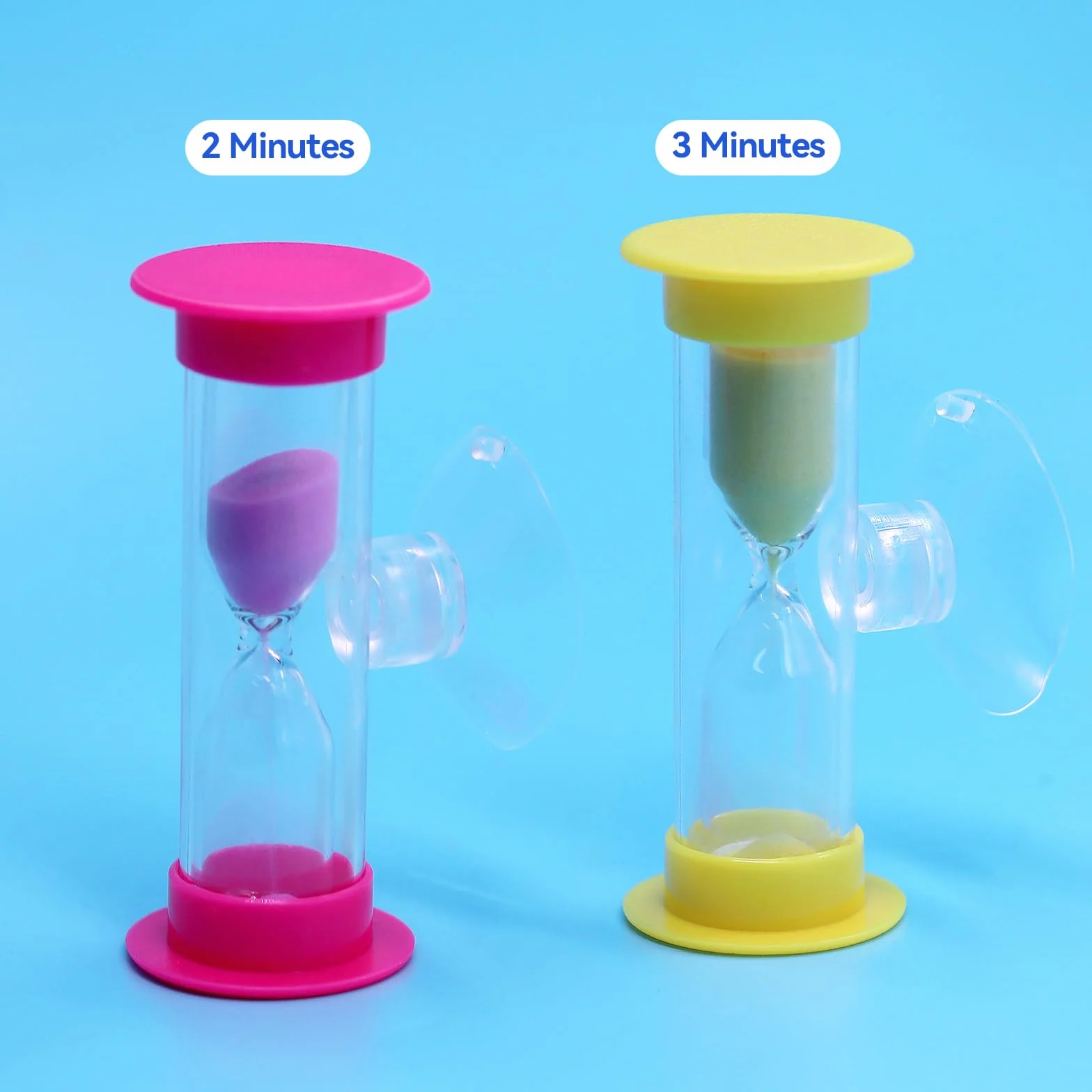 2 sztuki klepsydry dziecięcej 3 min. 2 min. 2 minuty do mycia zębów timer przyssawka zegar kuchenny budzik do jajek zegar na szczoteczkę do zębów szkoła gra biuro