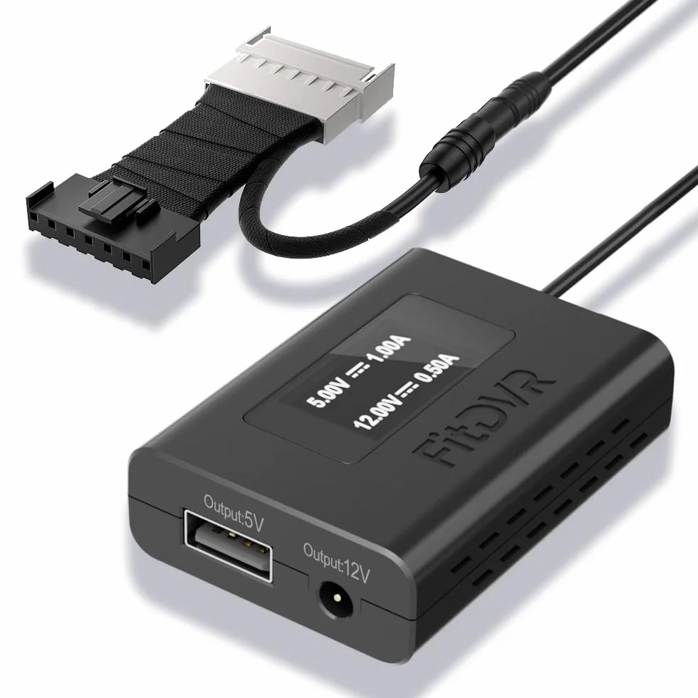 Dashcam Adapter zasilający (7-Pin) Nadaje się do Nissan Ford Honda Mitsubishi Toyota Subaru, wyświetlacz LED Zasilanie USB, Podłącz do lusterka tylnego, wyjście 5V 12V, D3-032