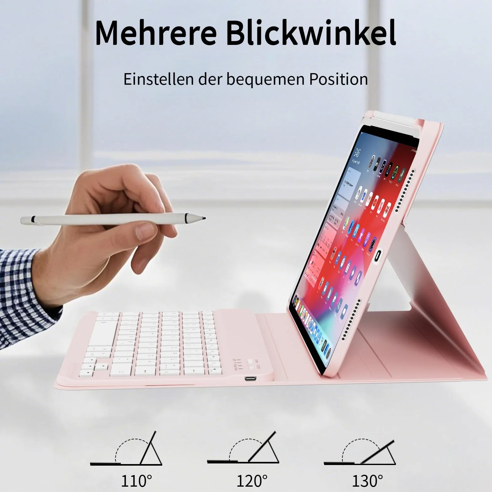 Etui z klawiaturą do iPada A16 11 generacji 2025/10 generacji 2022 (11/10,9 cala), miękka tylna obudowa z TPU z uchwytem na długopis, magnetyczne zdejmowane etui na klawiaturę do iPada 11/10