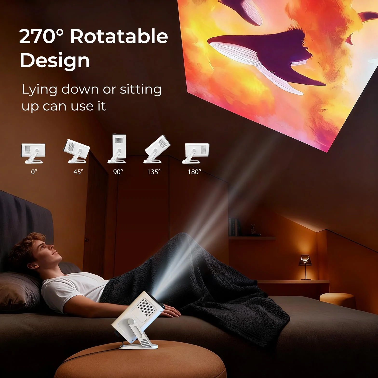 [Kompatybilny z Netflix i Android 13] Mini projektor 1080P z WiFi 6 i Bluetooth 5.4, Auto Keystone, obsługa 4K, wbudowane aplikacje, certyfikat Google CTS, kompatybilny z iOS/Android/TV Stick, LYNCAST