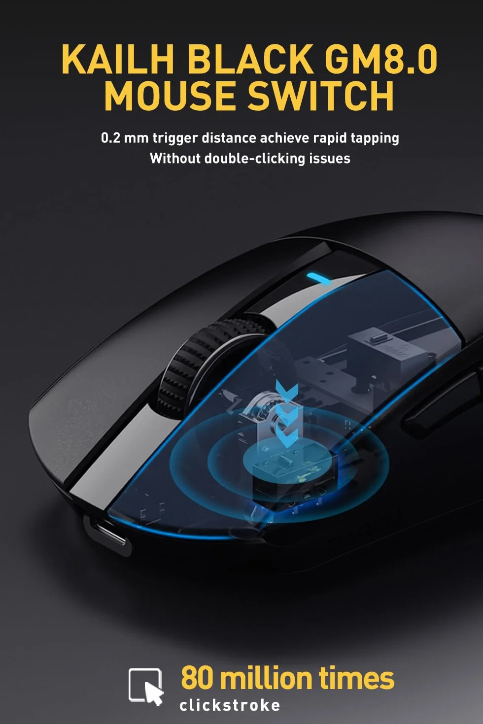 DAREU A950pro mysz do gier częstotliwość odświeżania 4 kHz, ultralekka waga 55 g, czujnik optyczny PAW3395, rozdzielczość 26K DPI, 5 programowalnych przycisków, obsługa szybkiego ładowania w 15 minut