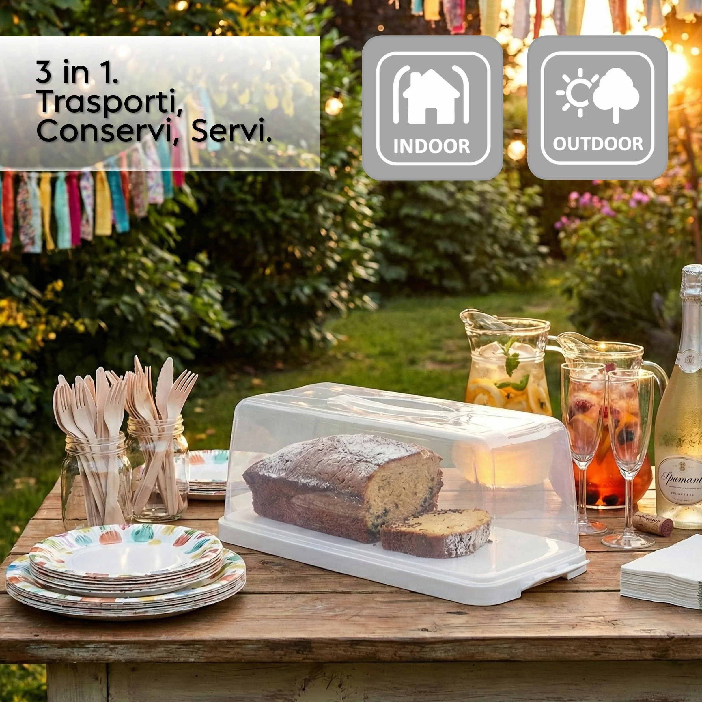 Uchwyt na Plumcake Plastikowy Pojemnik na Bochenek 34,4 x 14,8 x 14,2 cm Biały 0% BPA Bez ftalanów
