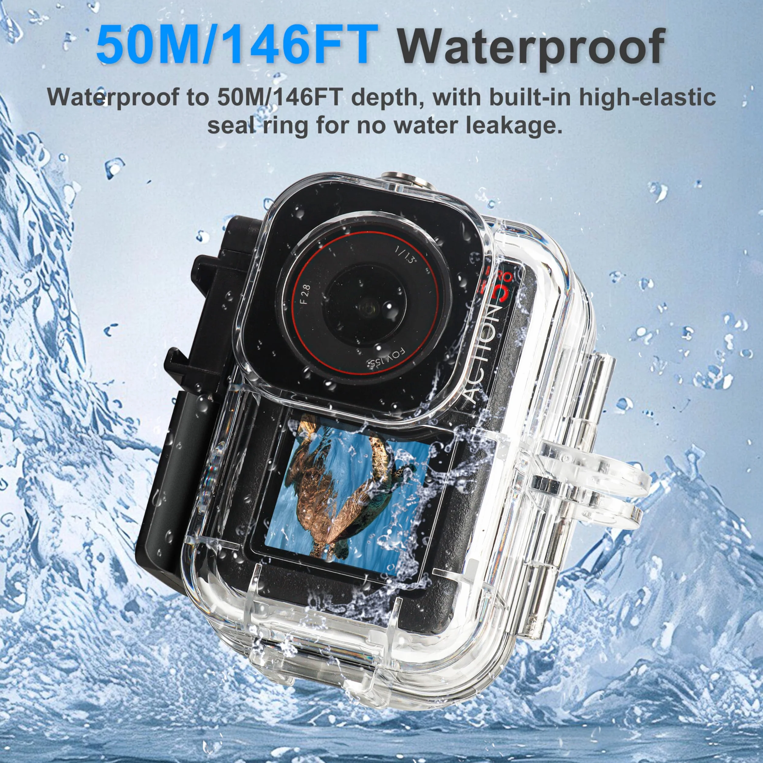 FitStill Wodoszczelna obudowa do nurkowania 50 m i pływający uchwyt, nadaje się do DJI osmo Action 5pro / Action 4/Action 3