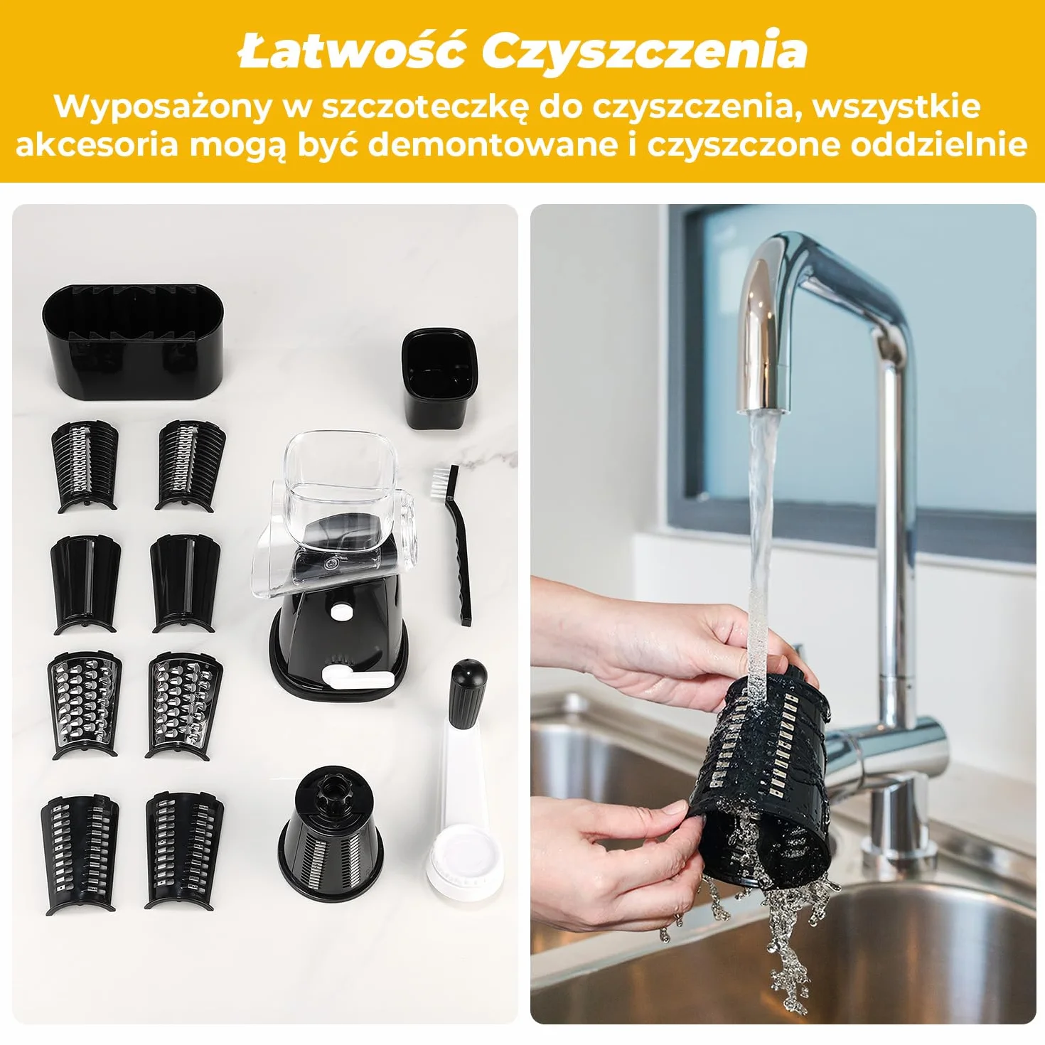 Tarka z kurbelką, tarka do warzyw z 5 wymiennymi bębenkami, tarka do warzyw idealna do sera, ogórków, marchewek, orzechów, tarka bębnowa umożliwiająca szybsze i łatwiejsze cięcie