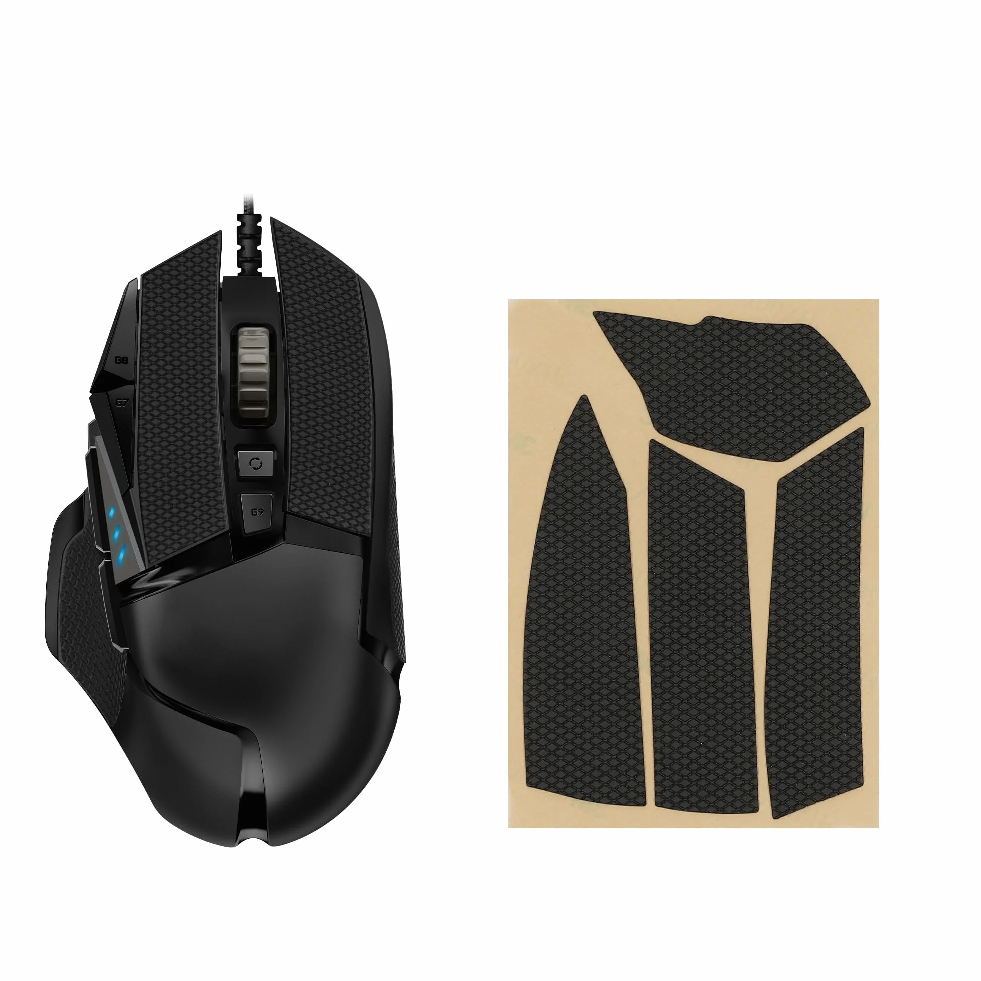 kwmobile Taśma chwytna na mysz kompatybilna z Logitech G502 Grip Tape - antypoślizgowa sztuczna skóra - czarna