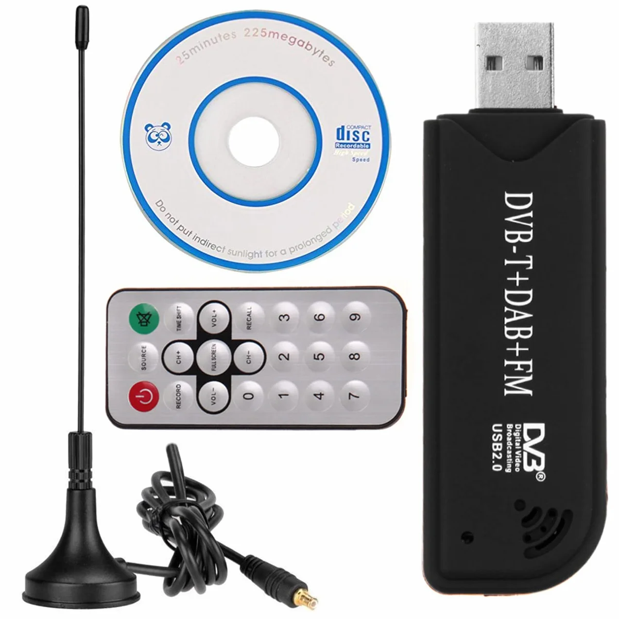 Pilot na podczerwień cyfrowy satelitarny USB TV Stick DAB FM DVB-T RTL2832 FC0012 SDR RTL-SDR klucz sprzętowy odbiornik tunera telewizji cyfrowej