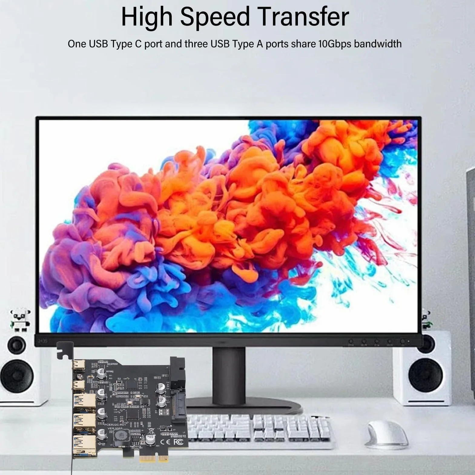 Karta PCIe na USB 3.2 Gen 2 z szybkością 20 Gb/s, 5 Portów USB (3 USB Typu A 2 USB Typu C), Karta rozszerzeń PCI Express dla Systemu dla Systemu Linux dla Systemu OS X PC