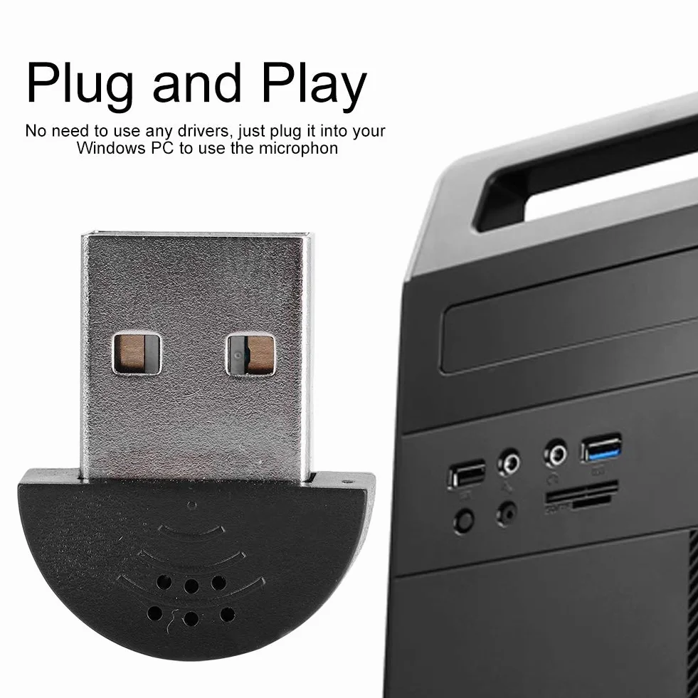 Mini mikrofon, przenośne studio USB Mowa 360 ° dookólna z tłumieniem szumów Nagrywanie mikrofonu Audio MIC Adapter do komputera PC (czarny)