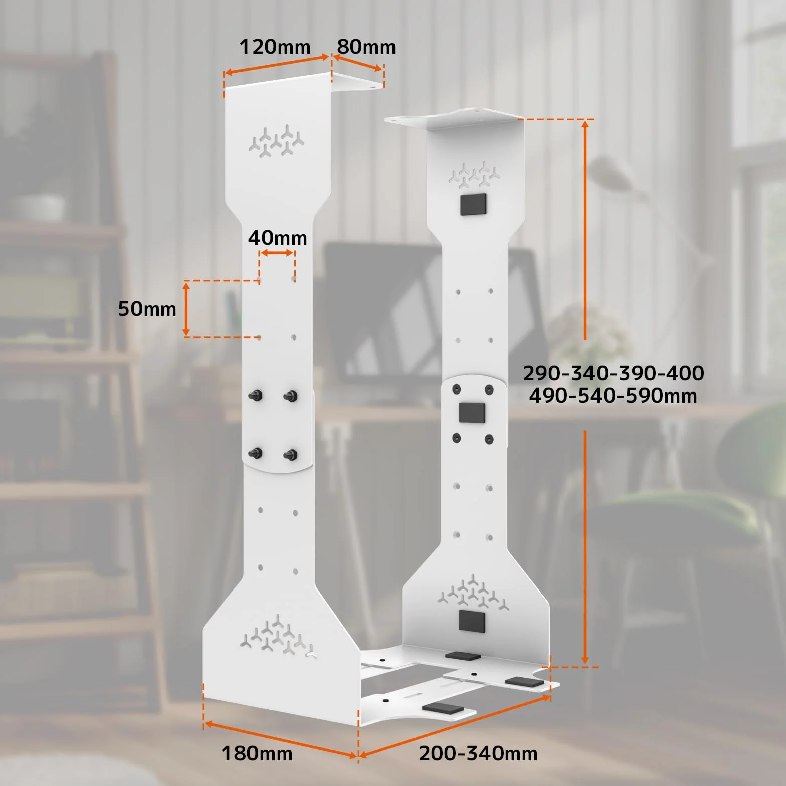 PUTORSEN Uchwyt pod biurko do komputera PC, maksymalna szerokość do 340 mm, nośność do 35 kg, uchwyt pod biurko do komputera PC z wyściółką ochronną, wytrzymała obudowa komputera,biały