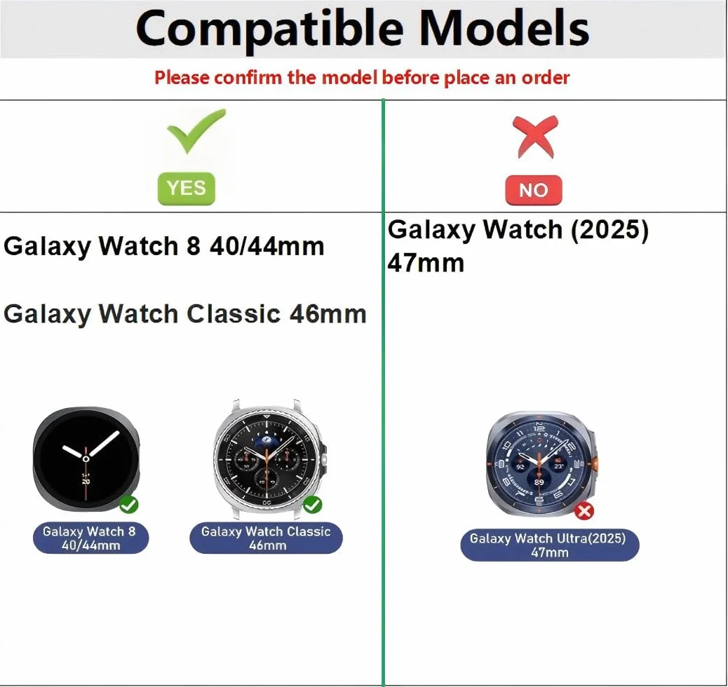 Zapasowy pasek kompatybilny z Samsung Galaxy Watch 8 40 mm 44 mm / Watch 8 Classic 46 mm, miękki pasek do zegarka, sportowy zegarek dla kobiet i mężczyzn