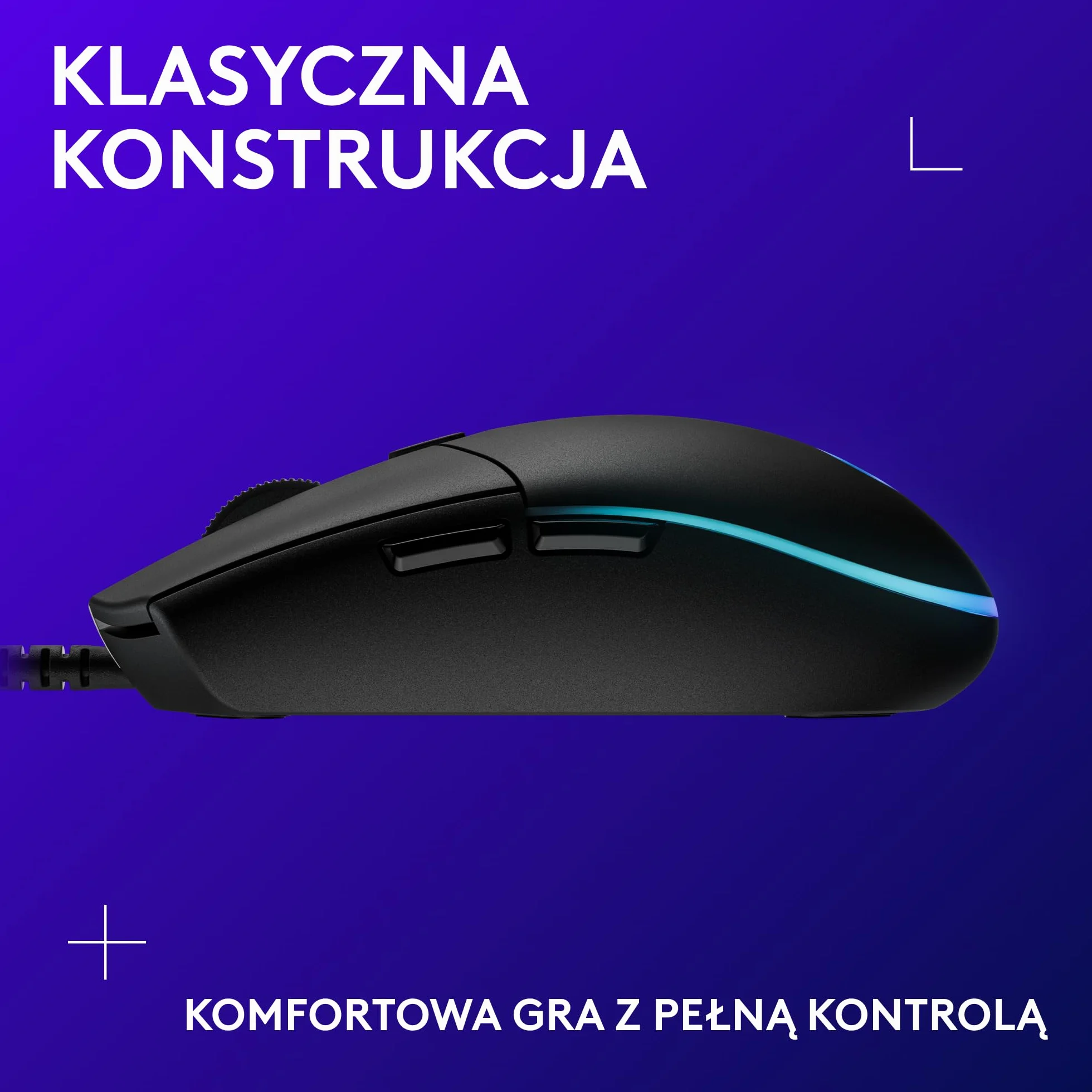 Logitech G G203 LIGHTSYNC Mysz do gier z konfigurowalnym podświetleniem RGB, 6 programowalnymi przyciskami, czujnikiem klasy gamingowej, śledzeniem 8K DPI, lekka - Czarny