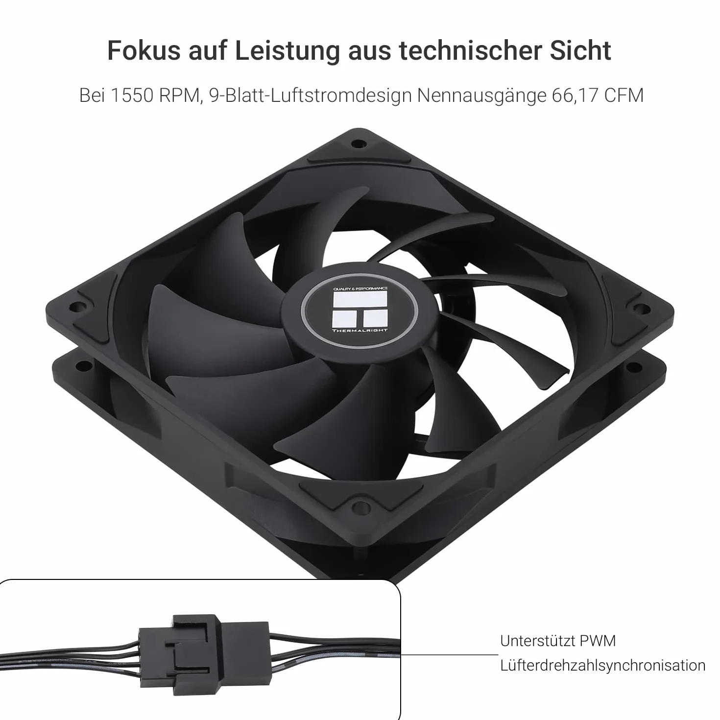 Thermalright TL-C12C CPU Fan 120mm Case Cooler Fan, 4pin PWM Cichy wentylator komputerowy z S-FDB łożyska w zestawie, do 1550RPM wentylator chłodzący（3 ilości）