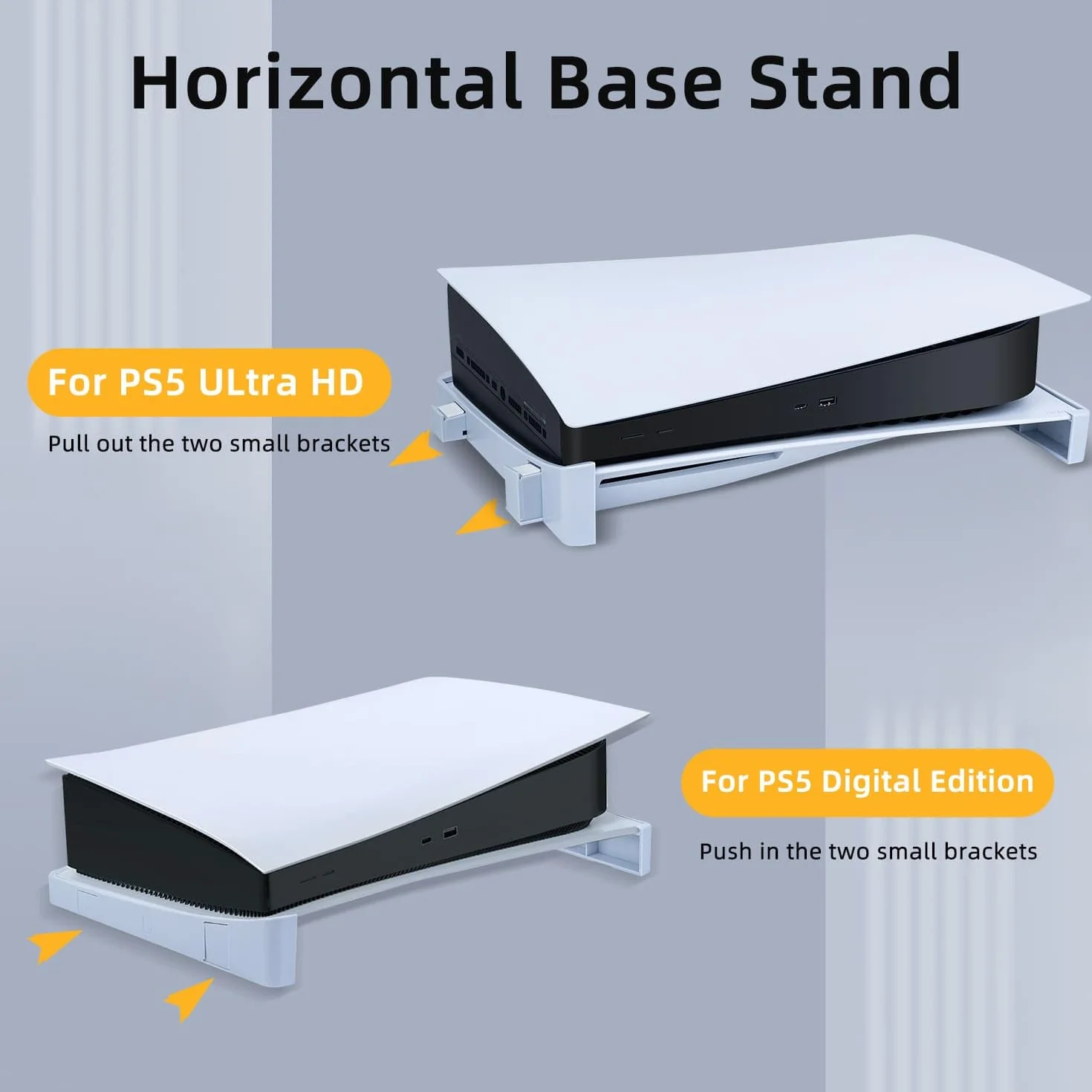 Mcbazel Poziomy stojak kompatybilny z konsolą PS5 DE/UHD, stojak bazowy na dysk PS5 i konsolę Digital Edition, z antypoślizgowymi matami (szary/biały) - nie do PS5 Slim
