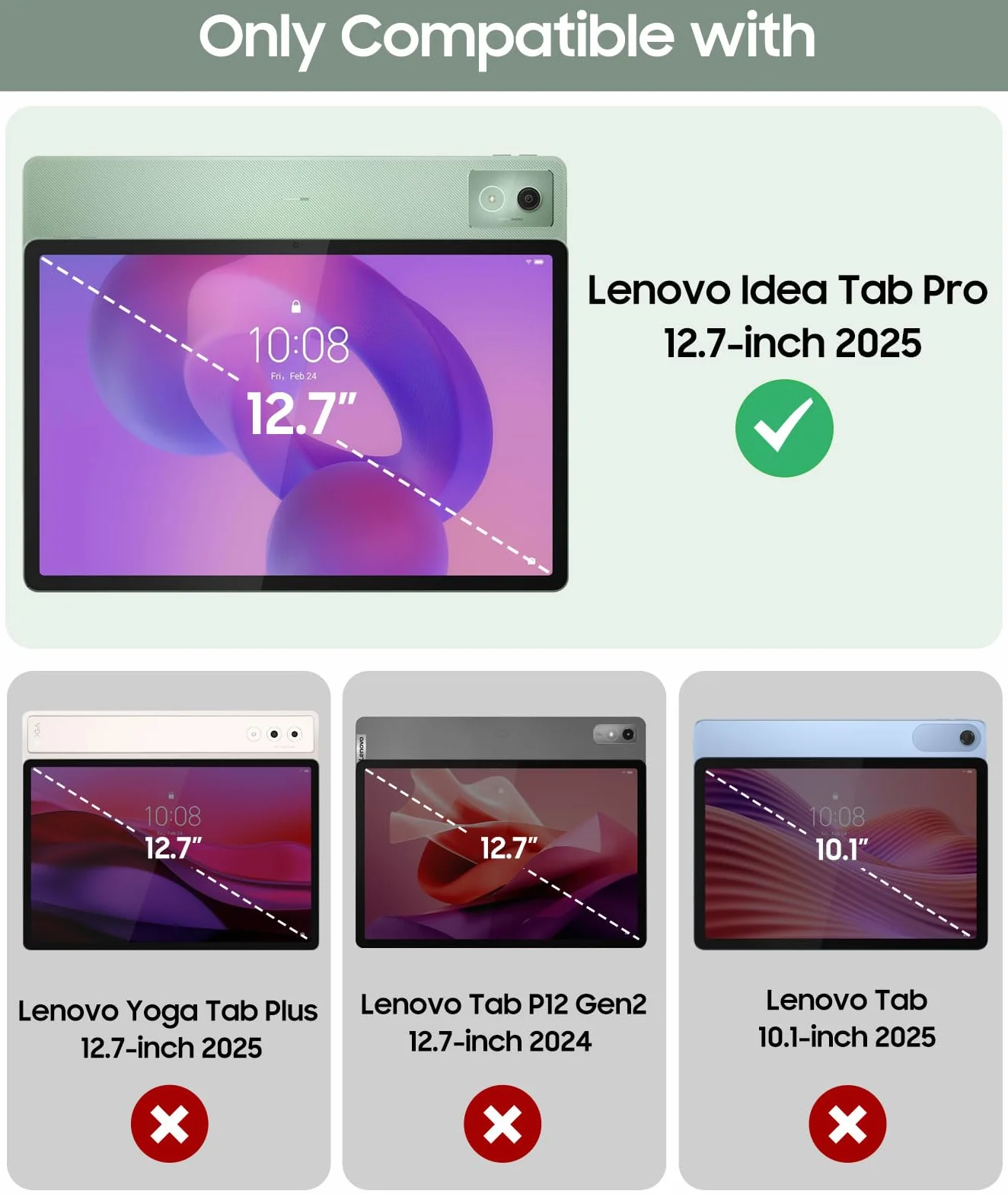 MoKo Case for Lenovo Idea Tab Pro 12.7 Inch 2025 with Stylus Holder, Ultra-Thin Smart Trifold Stand Case with Auto Sleep/Wake, Slim PU Leather Protective for Lenovo Idea Tab/Xiaoxin Pro, Seafoam Green