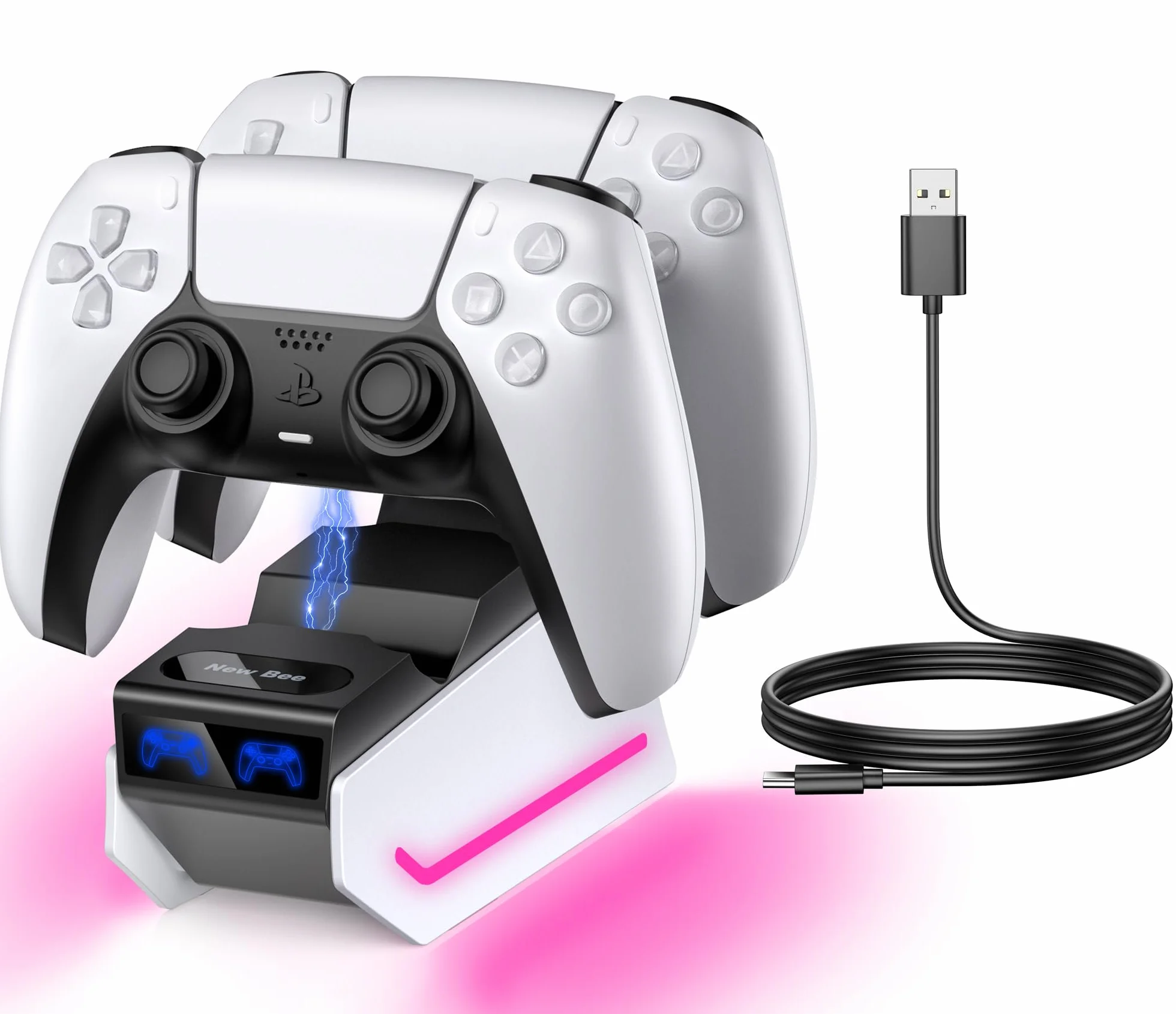 Rapid PS5 Controller Charger RGB Light Stacja ładująca DualSense do kontrolerów Sony Playstation 5 z kablem USB-C