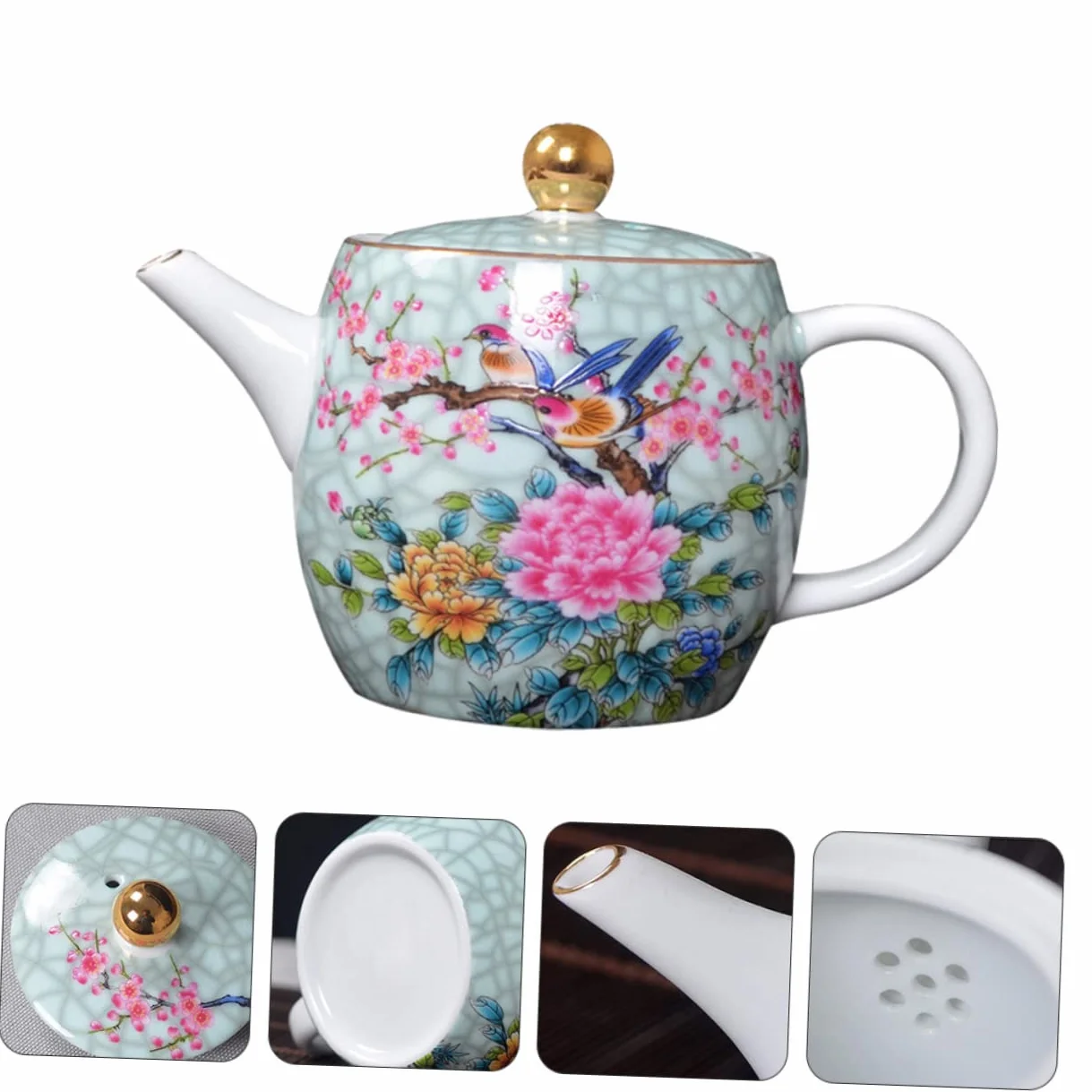Cabilock 1kawałek Czajniczek Ceramiczny Ręcznie Malowanym Wzorem Kwiatów Idealny Do Serwowania Herbaty Odporny Wysoką Niską Temperaturę Doskonały Spotkania Domu Biurze
