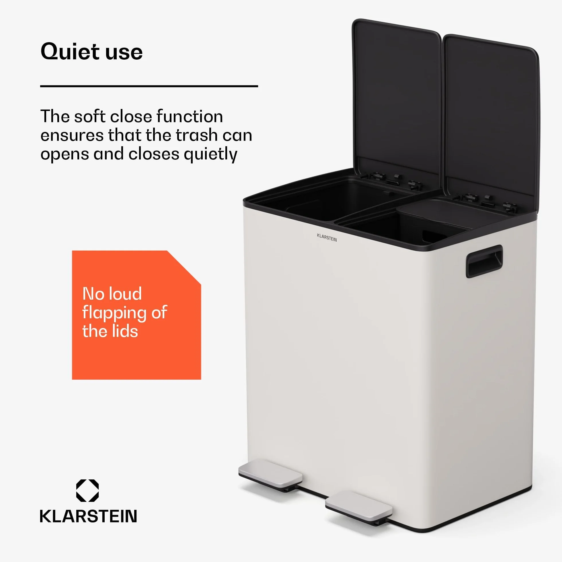 Klarstein Kosz na śmieci 40 l 2 x 20 l z podziałką Soft-Close