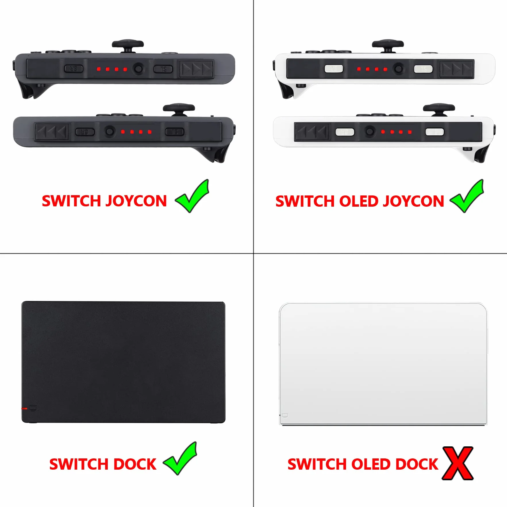 eXtremeRate Firefly LED Tuning Kit dla Nintendo Switch Joycons Dock NS Joycon SL SR Buttons Ribbon Flex Cable Indicate Power LED - Czerwony (Joycons Dock Nie Jest Dołączony)