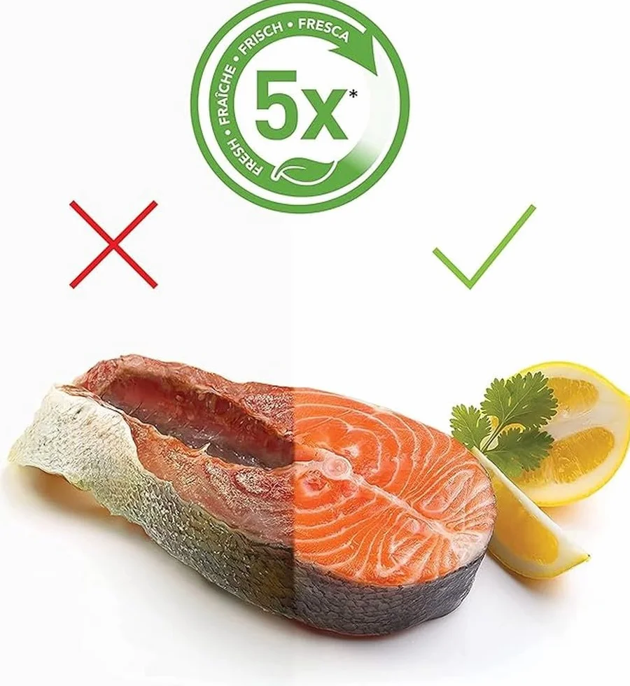 FoodSaver zgrzewarka próżniowa ze zintegrowanym schowkiem na rolkę, pakowarka próżniowa z gilotyną do worków i funkcją pulsacyjną do delikatnych produktów, FFS005X