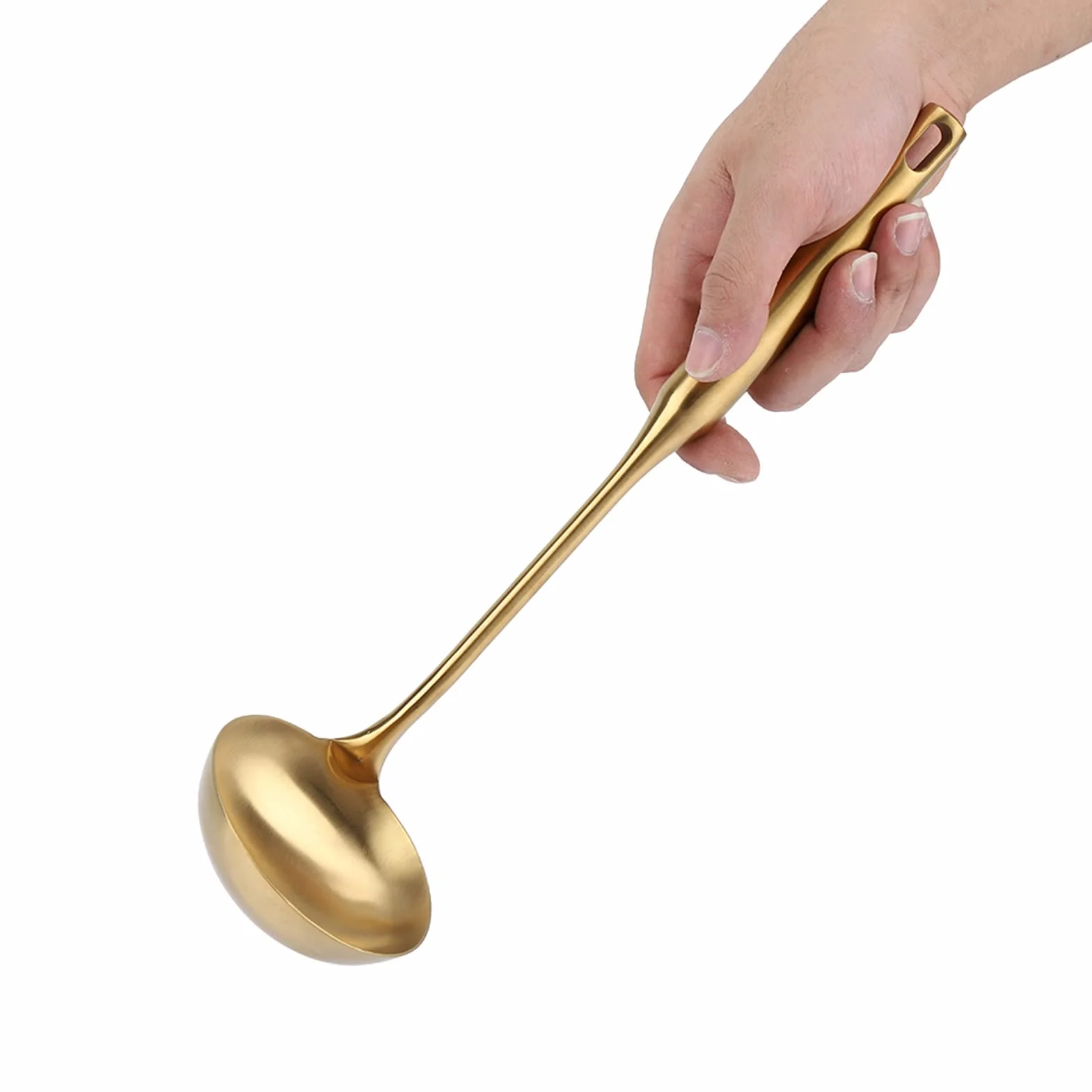 Tbest, Chochla do Zupy Złota, Chochla ze Stali Nierdzewnej, Luksusowe złoto, 1 szt., Wyposażenie lokali gastronomicznych, 38 * 9,2 * 2 cm / 15 * 3,6 * 0,8 cala, 216g
