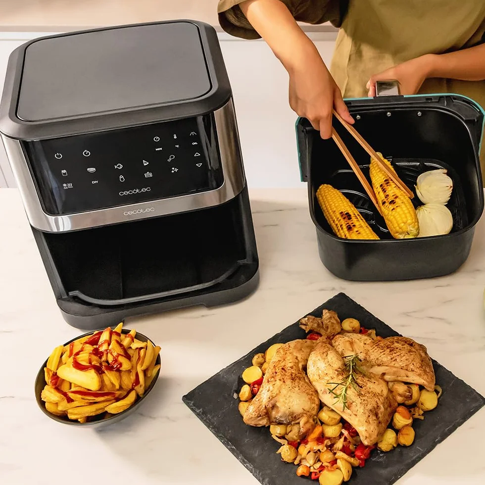 Cecotec Frytkownica Cecofry Supreme 8000. Wiadro 8 L, 1800 W, temperatura od 30 ° C do 200 ° C, 10 wstępnie skonfigurowanych trybów, Pre-Heat, Alert, Wykończenia ze stali nierdzewnej, panel dotykowy.