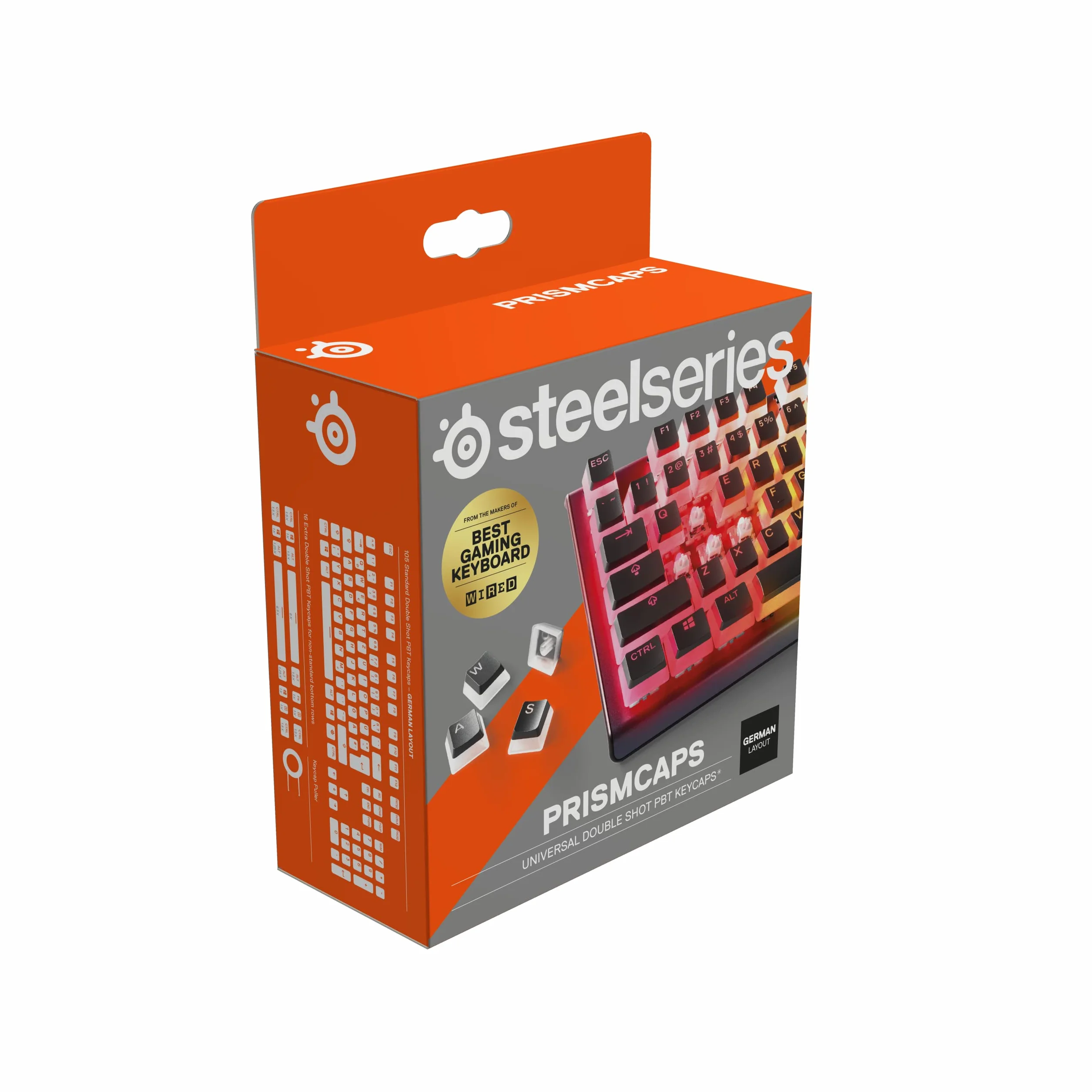 SteelSeries PrismCaps – zestaw klawiszy Double-Shot o wyglądzie "Pudding" – kompatybilność ze wszystkimi popularnymi klawiaturami mechanicznymi – popychacz MX – czarny (niemiecki układ klawiatury)